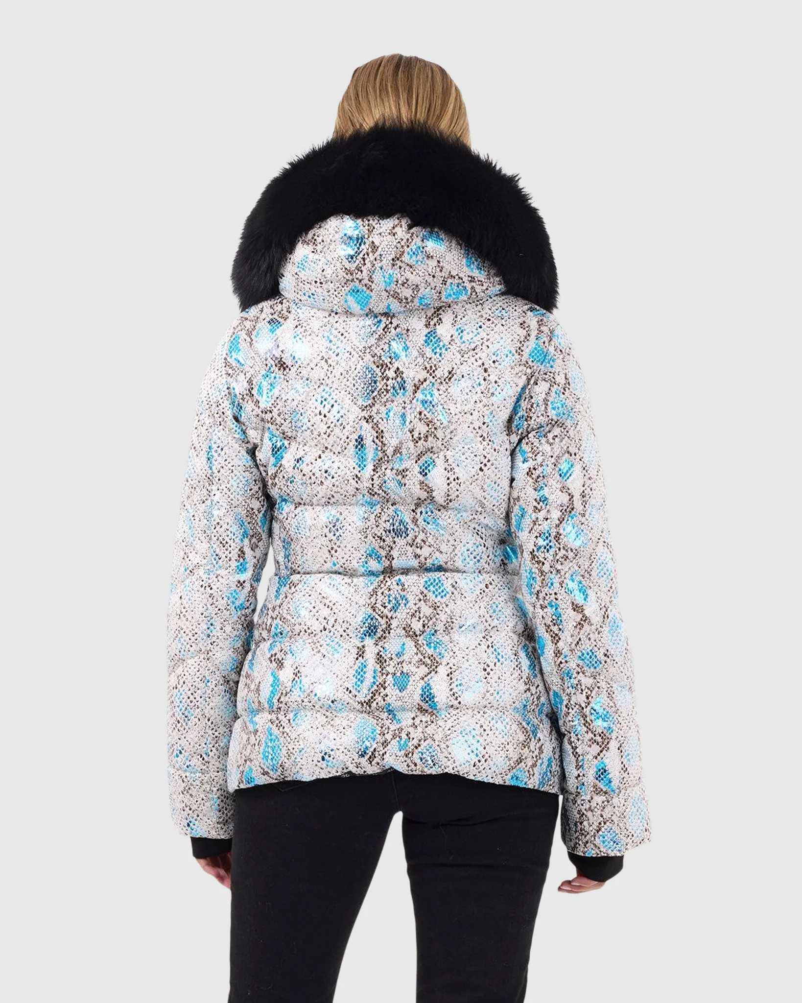 Printed Après-Ski Jacket With Detachable Toscana Shearling Lamb Hood Trim - Image 4