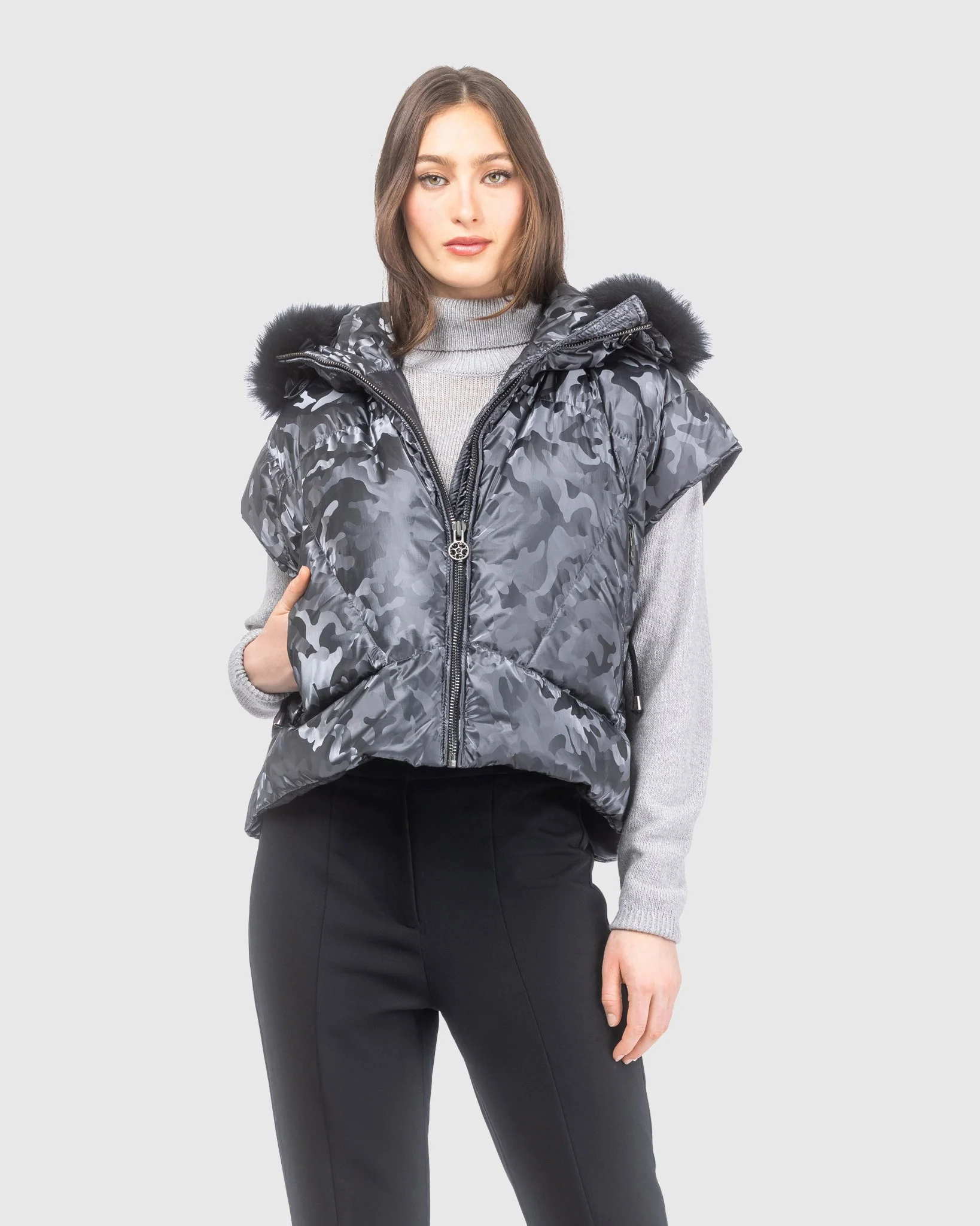 Apres-Ski Vest With Detachable Toscana Lamb Hood Trim