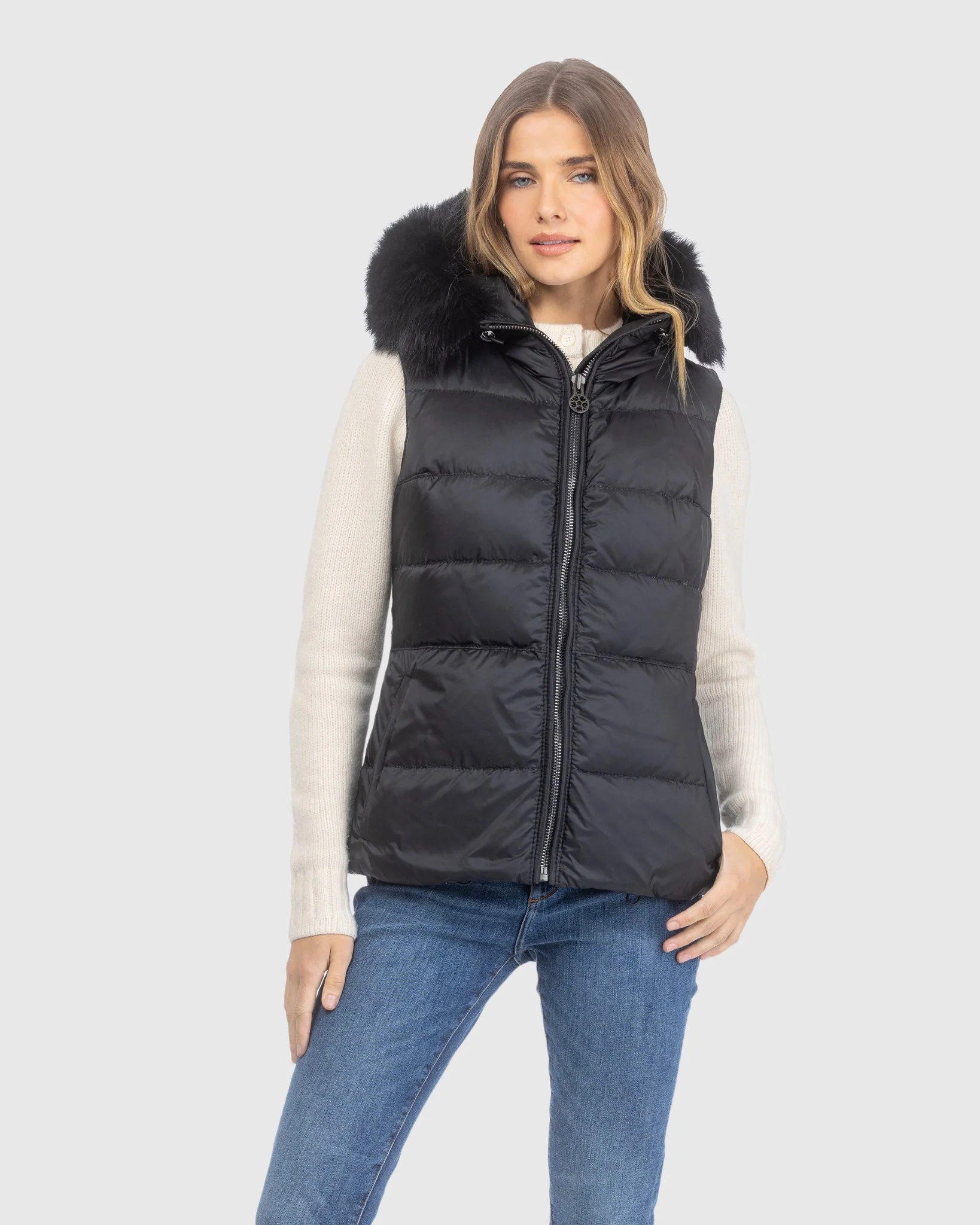 APRES-SKI VEST WITH DETACHABLE TOSCANA LAMB HOOD TRIM - Image 11