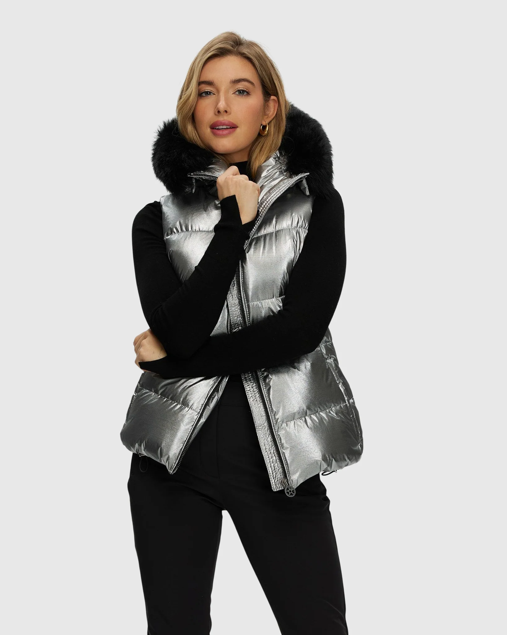 Après-Ski Vest With Detachable Toscana Shearling Lamb Hood Trim - Image 14