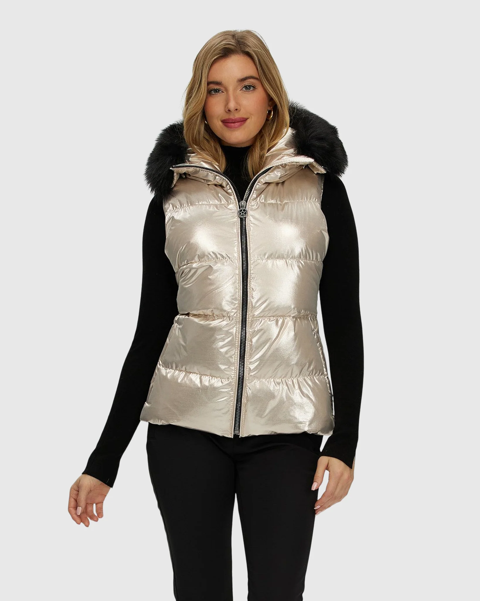 Après-Ski Vest With Detachable Toscana Shearling Lamb Hood Trim - Image 4
