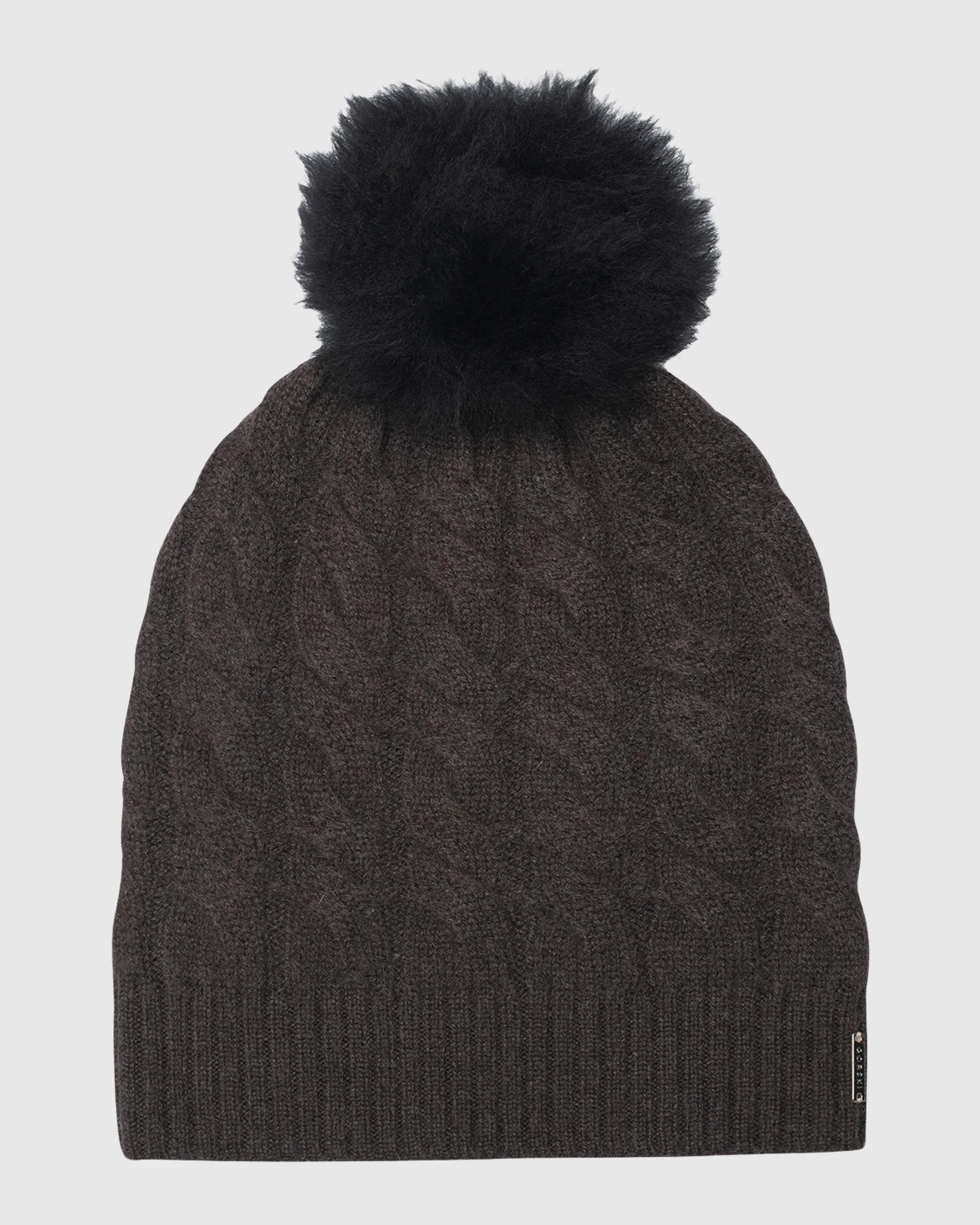 CABLE KNIT CASHMERE HAT WITH TOSCANA LAMB POMPOM - Image 5