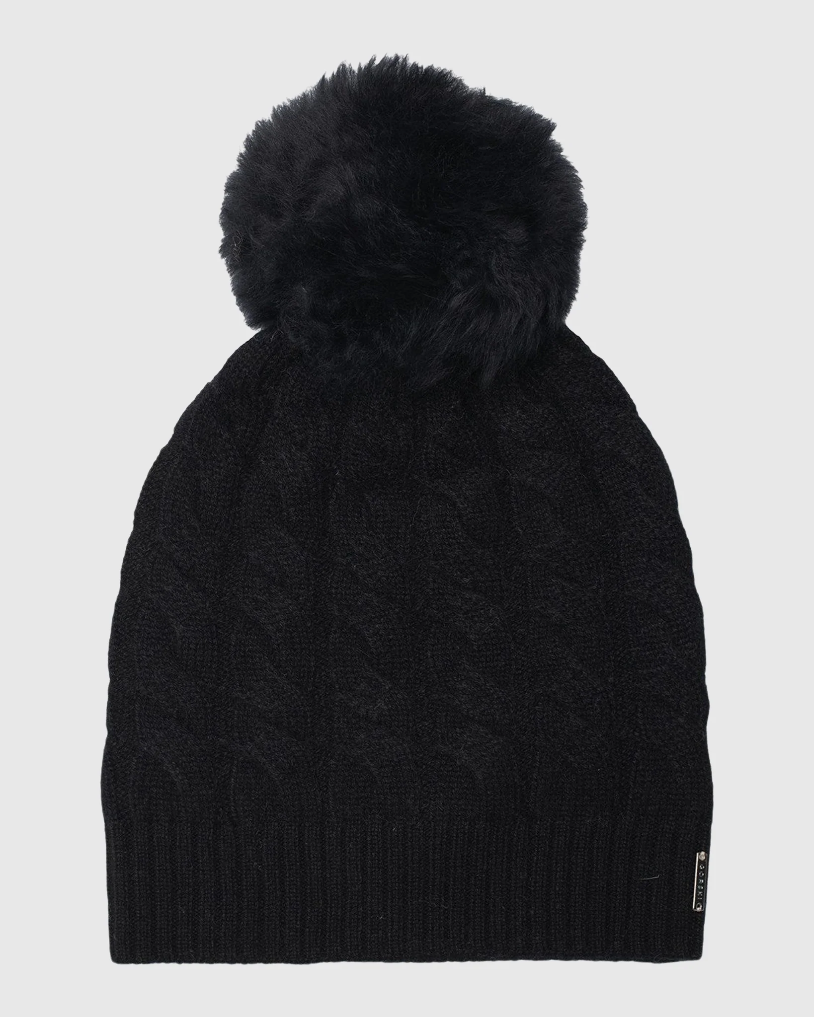 CABLE KNIT CASHMERE HAT WITH TOSCANA LAMB POMPOM - Image 6