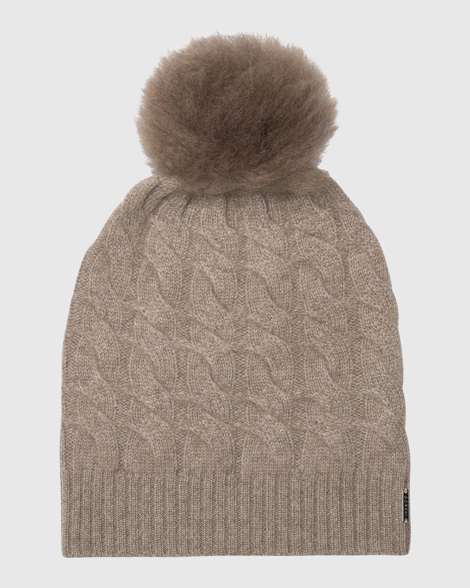 CABLE KNIT CASHMERE HAT WITH TOSCANA LAMB POMPOM - Image 7