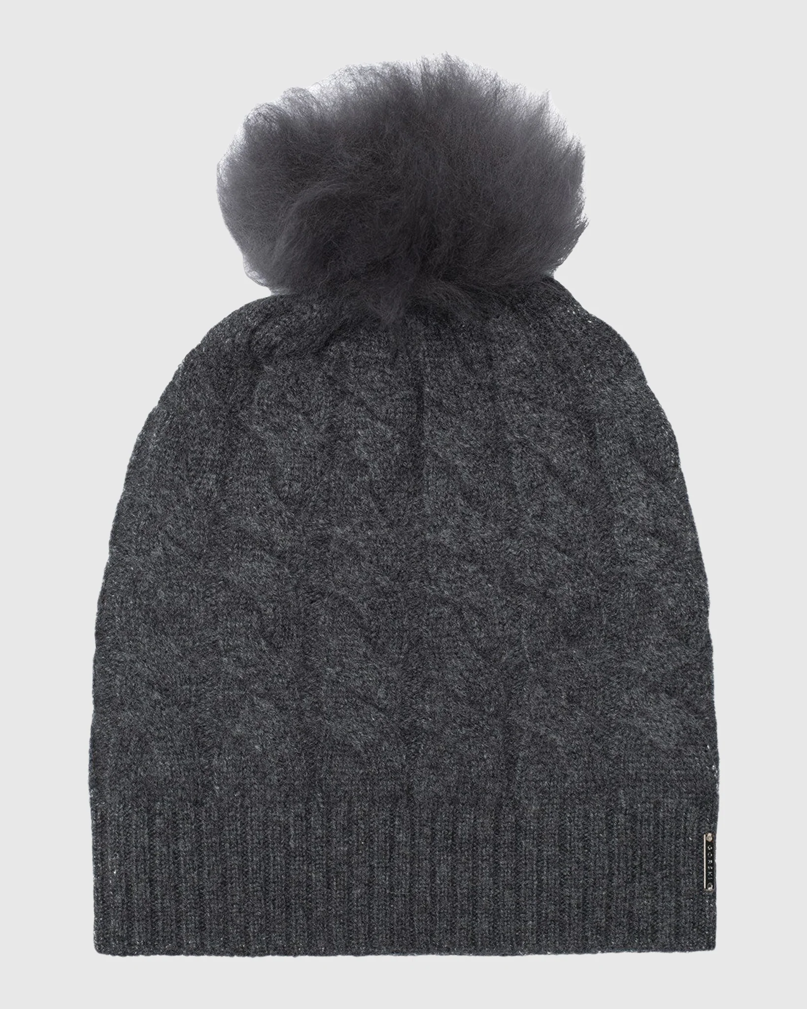 CABLE KNIT CASHMERE HAT WITH TOSCANA LAMB POMPOM - Image 8