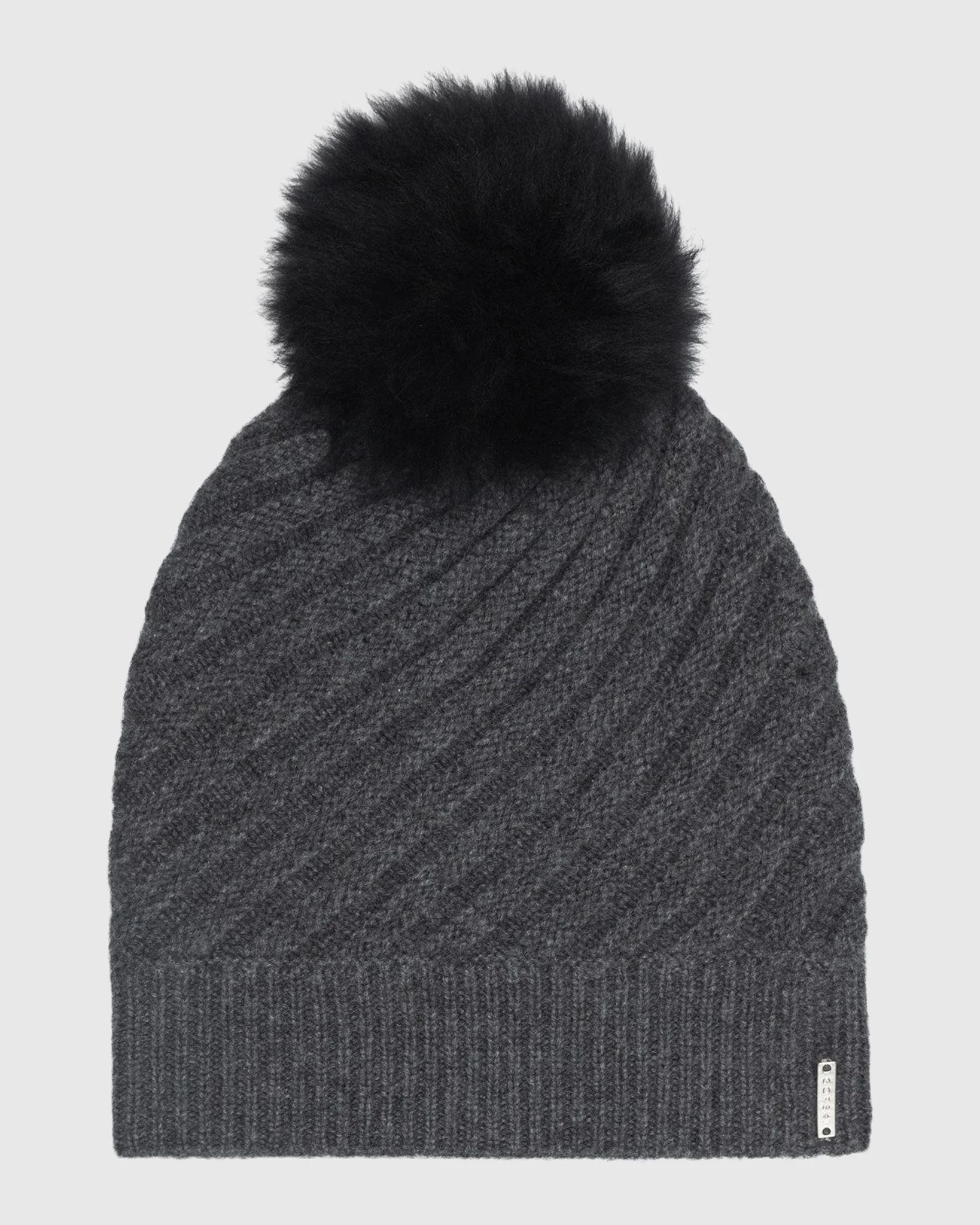 SELECT CASHMERE CABLE KNIT BEANIE HAT WITH SELECT LAMB POMPOM - Image 14