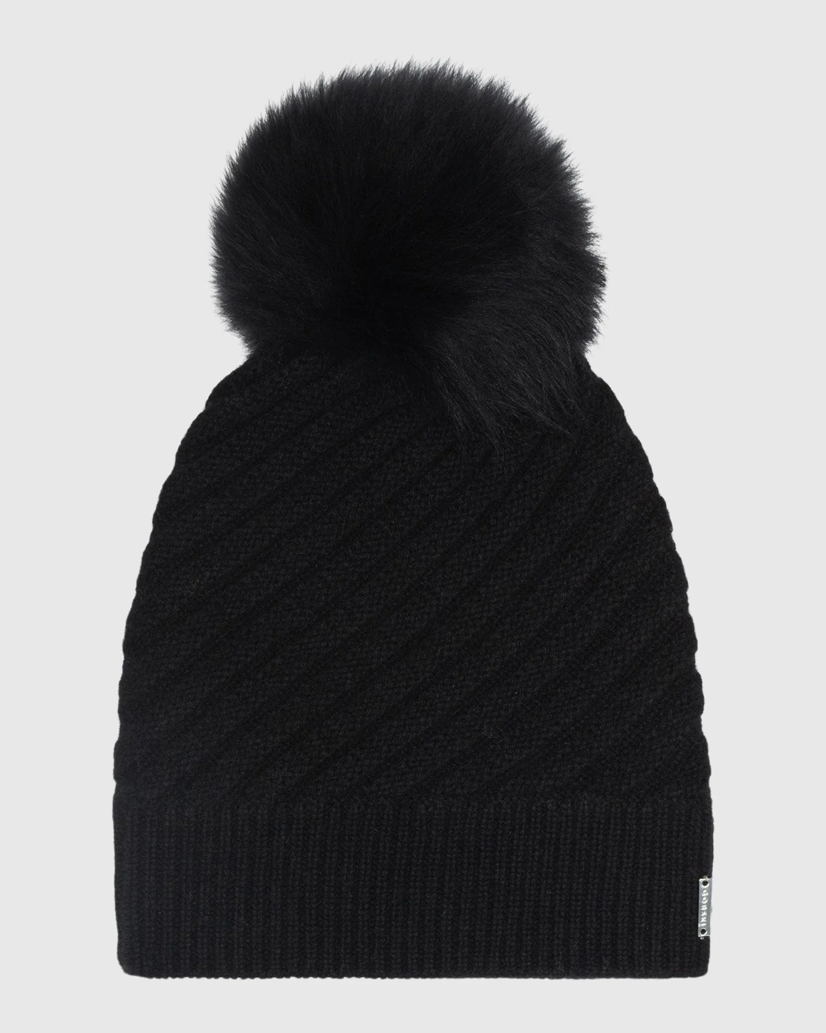 SELECT CASHMERE CABLE KNIT BEANIE HAT WITH SELECT LAMB POMPOM - Image 15
