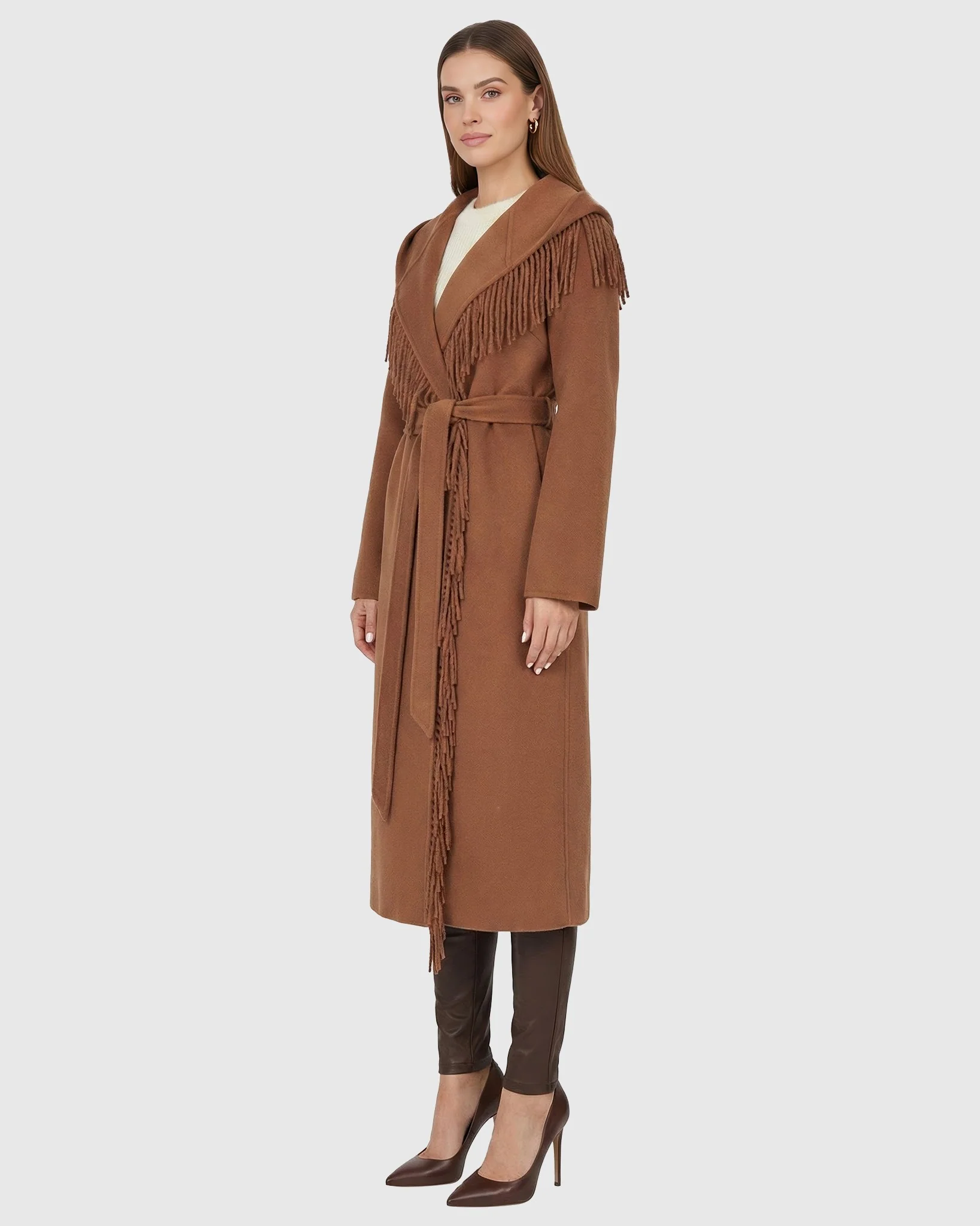 CASHMERE AND WOOL BLEND PARKA WITH TASSLE TRIM, BELT - Image 3