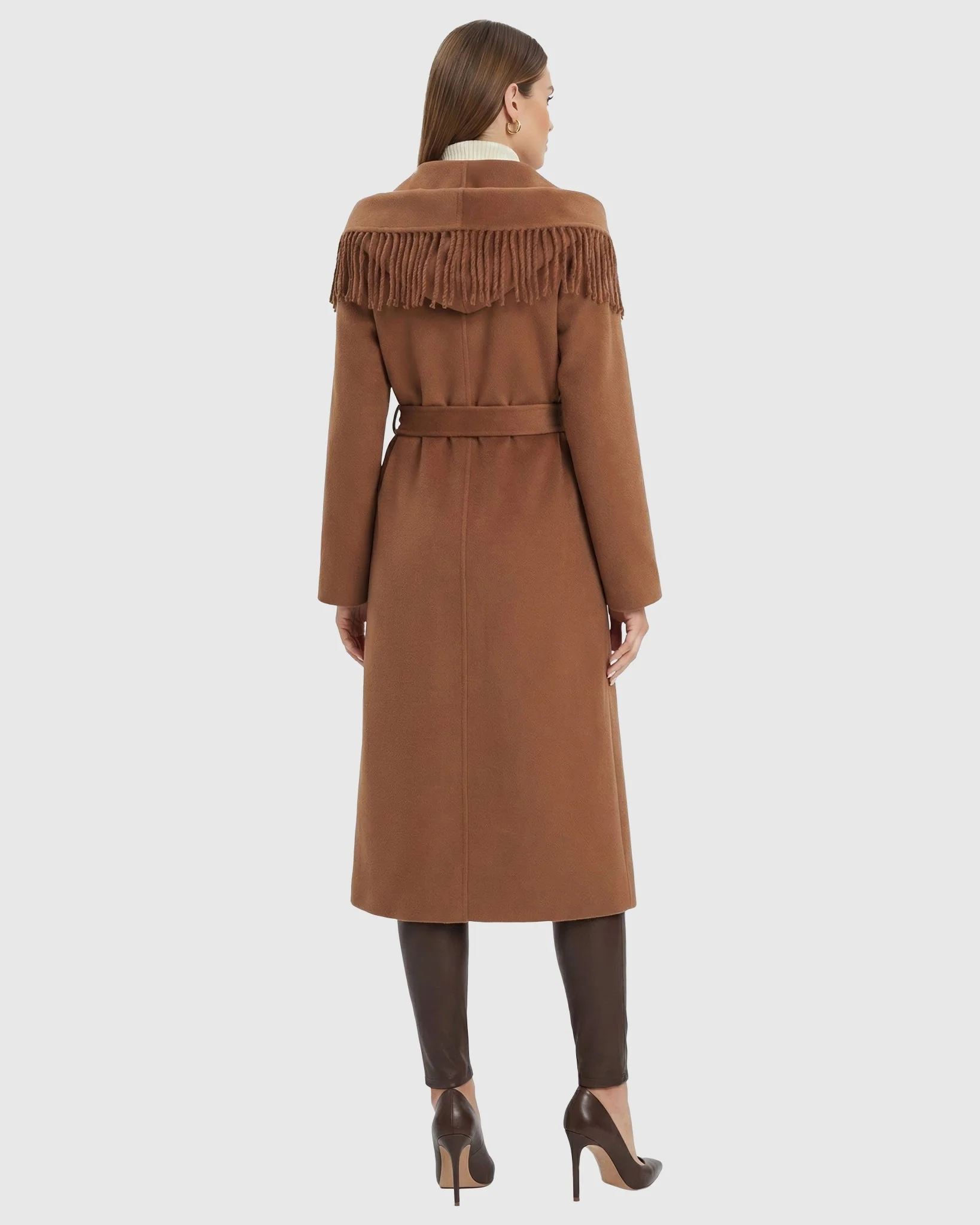 CASHMERE AND WOOL BLEND PARKA WITH TASSLE TRIM, BELT - Image 4