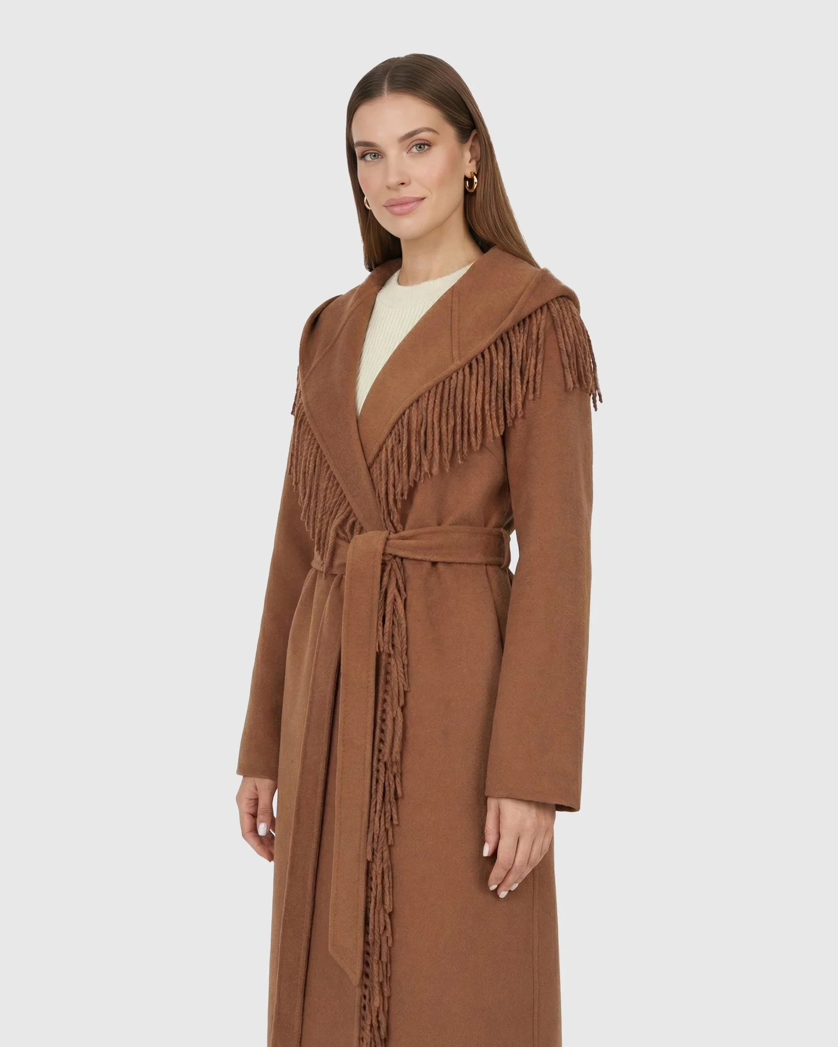 CASHMERE AND WOOL BLEND PARKA WITH TASSLE TRIM, BELT - Image 5
