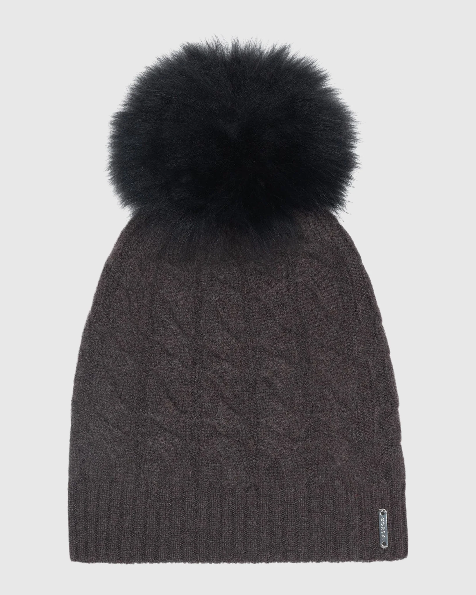 SELECT CASHMERE CABLE KNIT BEANIE HAT WITH SELECT LAMB POMPOM - Image 5
