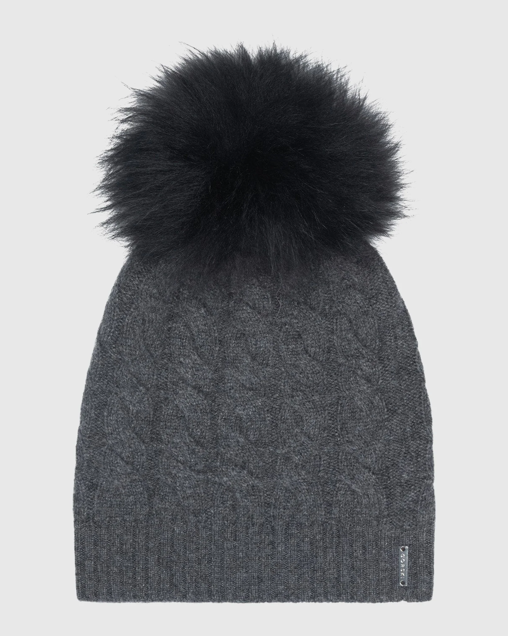 SELECT CASHMERE CABLE KNIT BEANIE HAT WITH SELECT LAMB POMPOM - Image 7