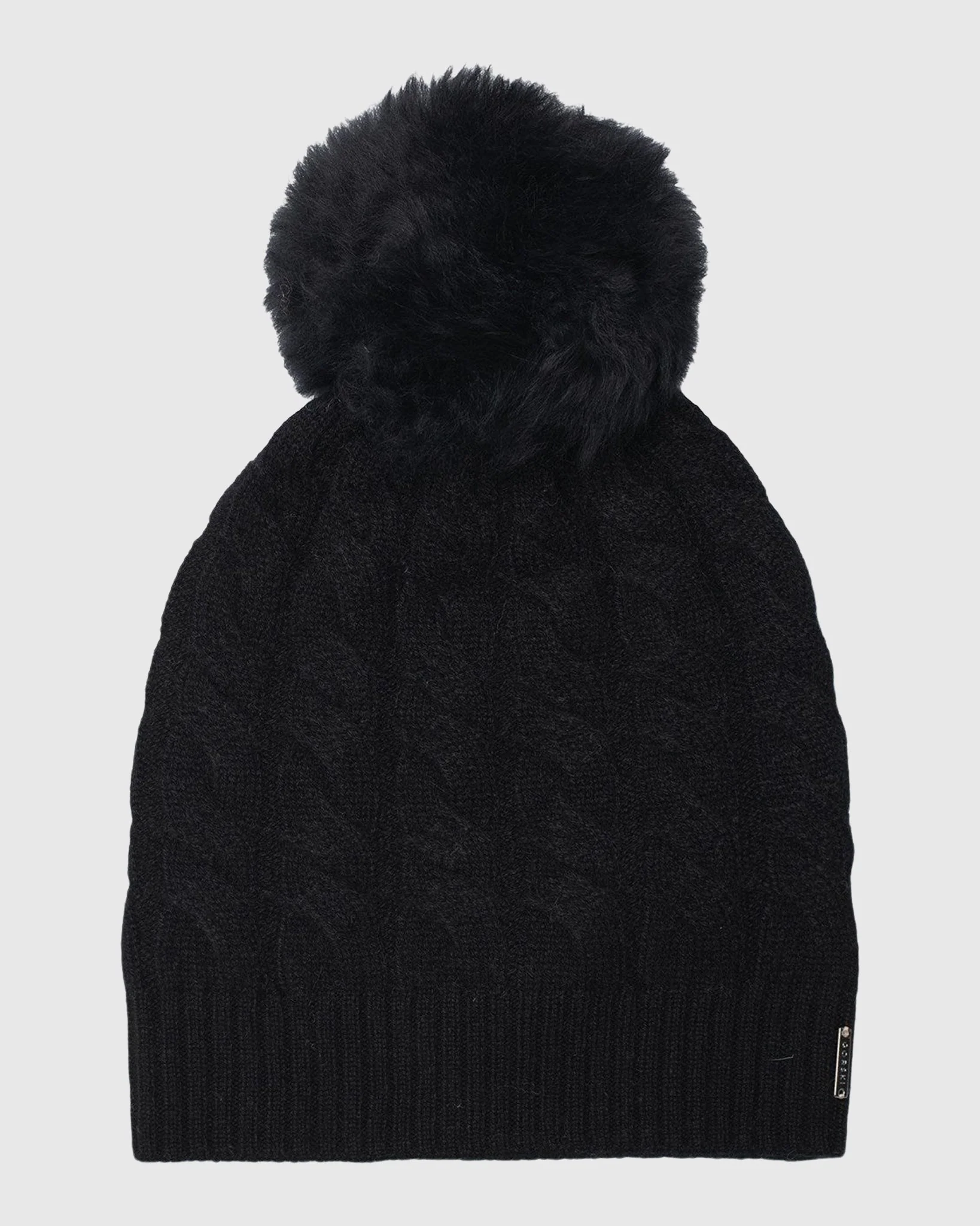 SELECT CASHMERE CABLE KNIT BEANIE HAT WITH SELECT LAMB POMPOM - Image 8