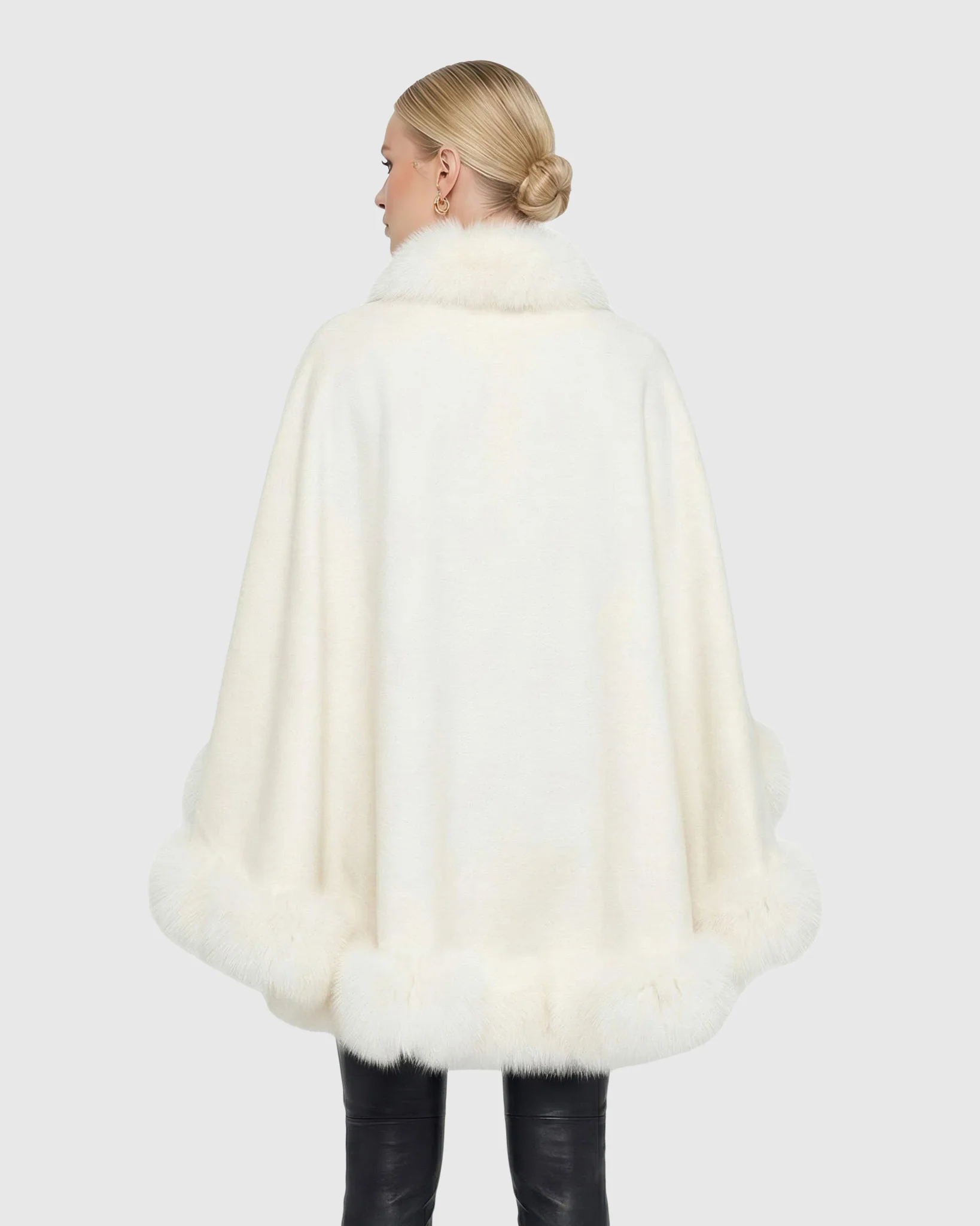 CASHMERE CAPE WITH SHADOW FOX TRIM - Image 15