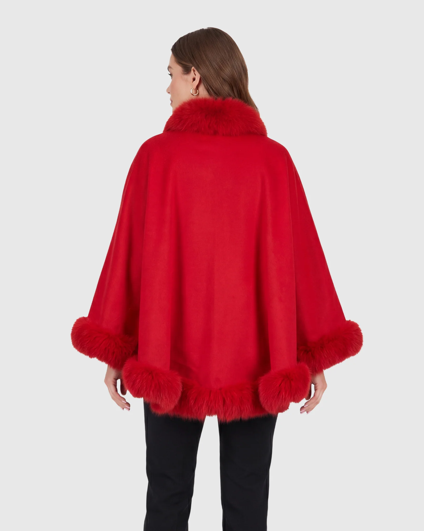 CASHMERE CAPE WITH SHADOW FOX TRIM - Image 6