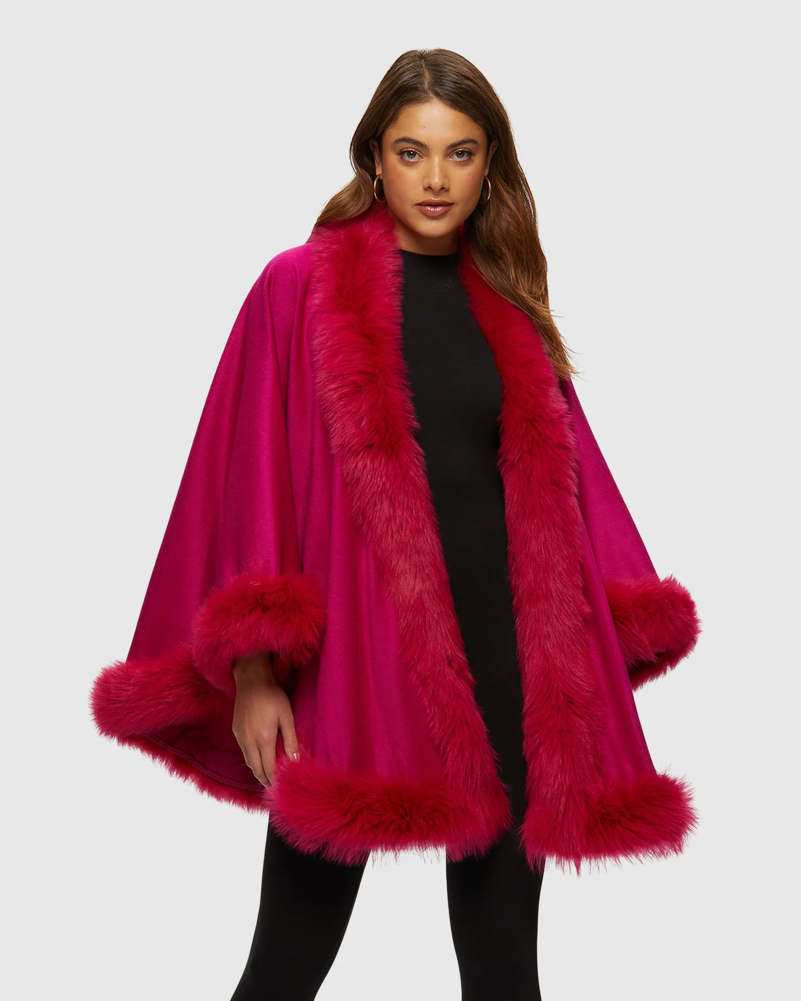 Select Cashmere Cape with Toscana Shearling Lamb Trim - Image 11