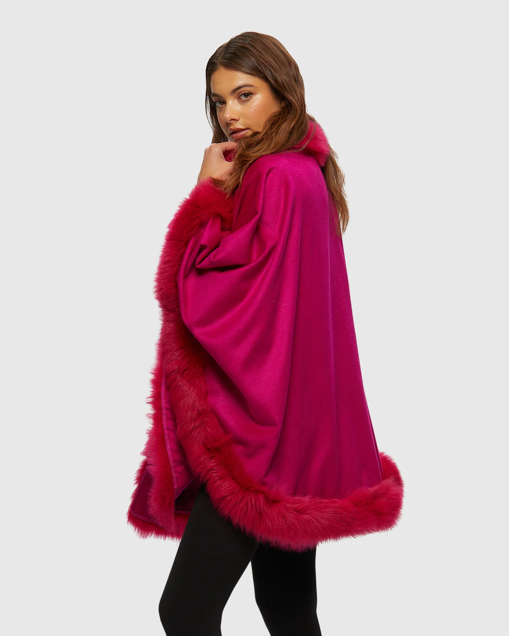 Select Cashmere Cape with Toscana Shearling Lamb Trim - Image 12