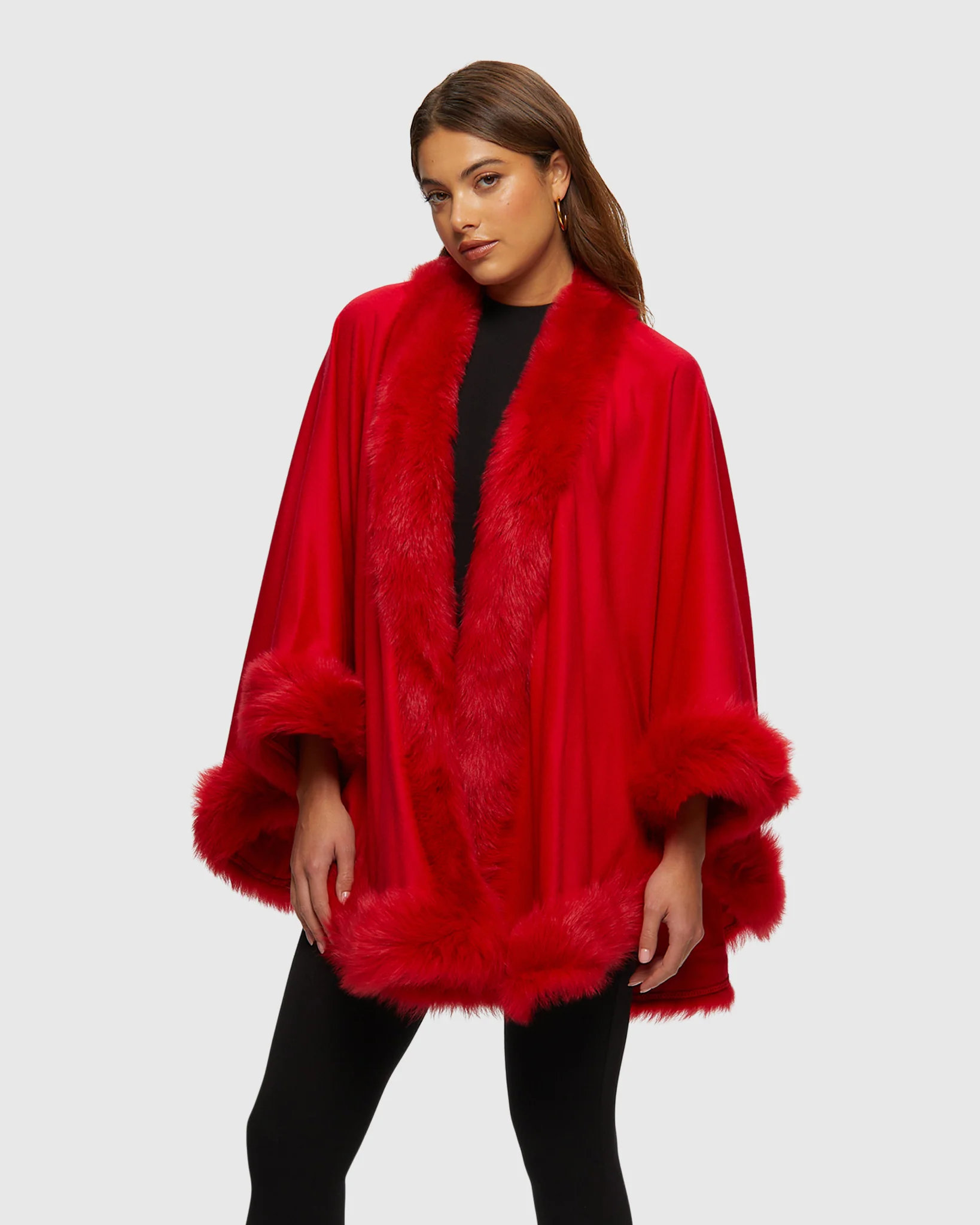 Select Cashmere Cape with Toscana Shearling Lamb Trim - Image 14