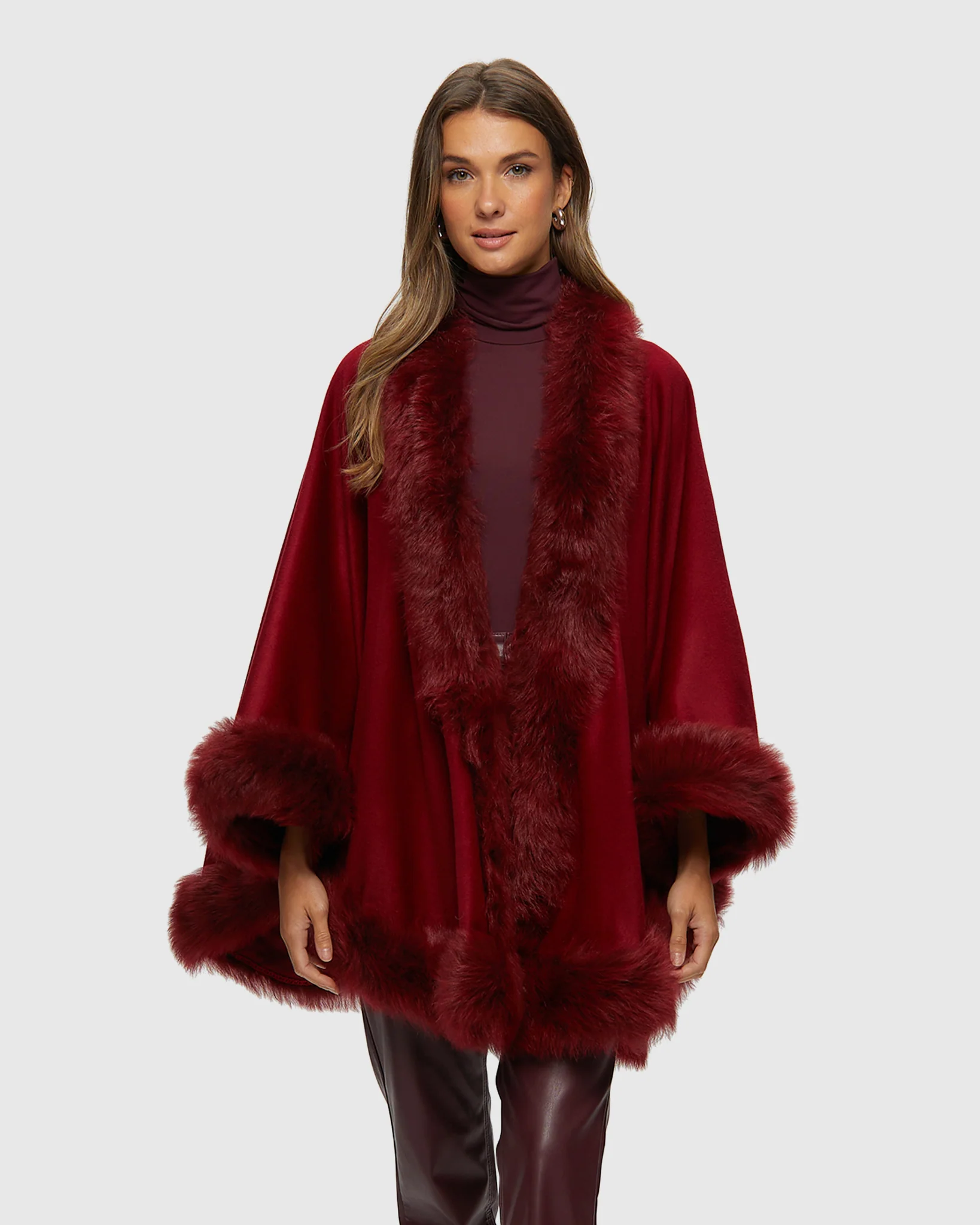 Select Cashmere Cape with Toscana Shearling Lamb Trim - Image 16