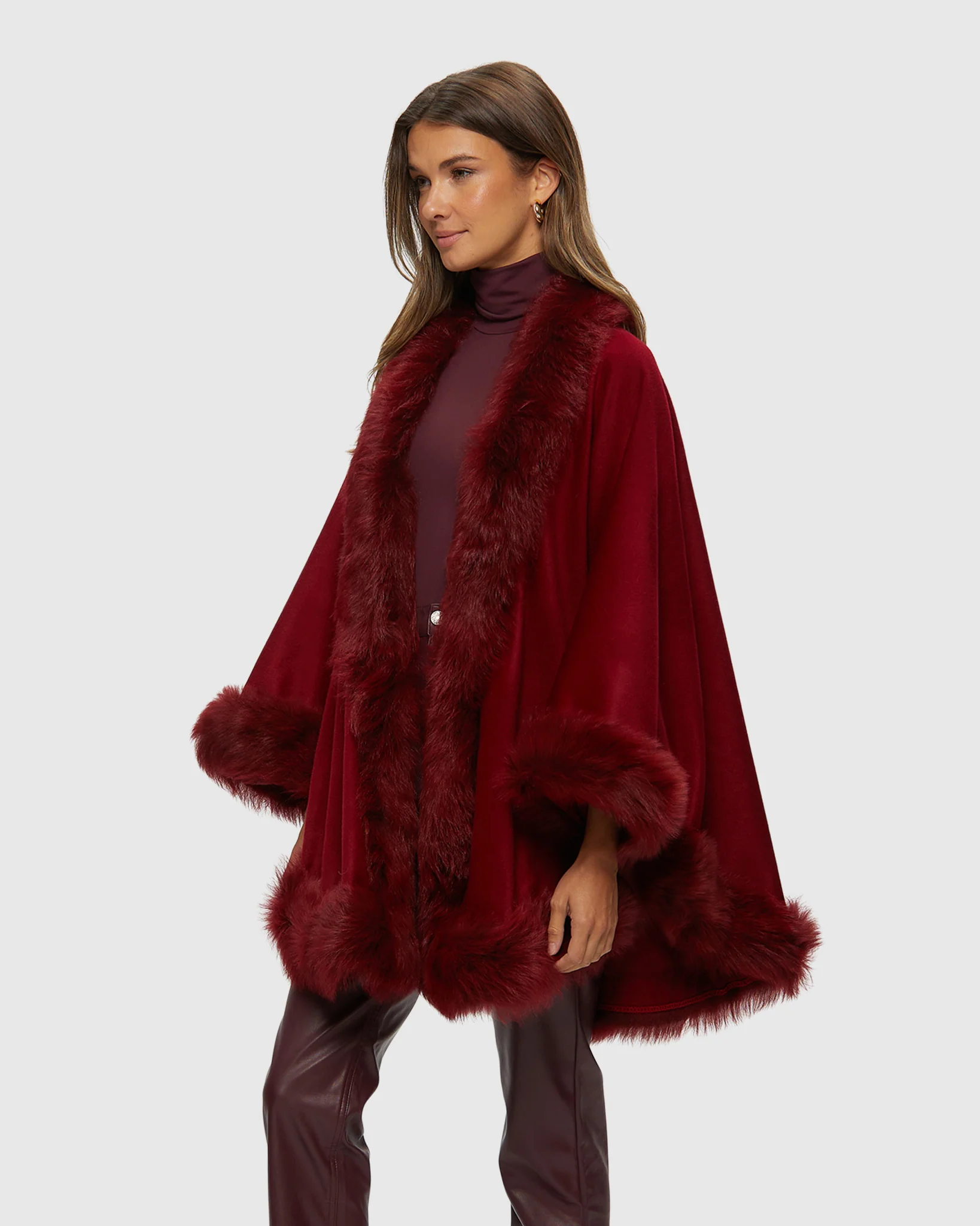 Select Cashmere Cape with Toscana Shearling Lamb Trim - Image 17