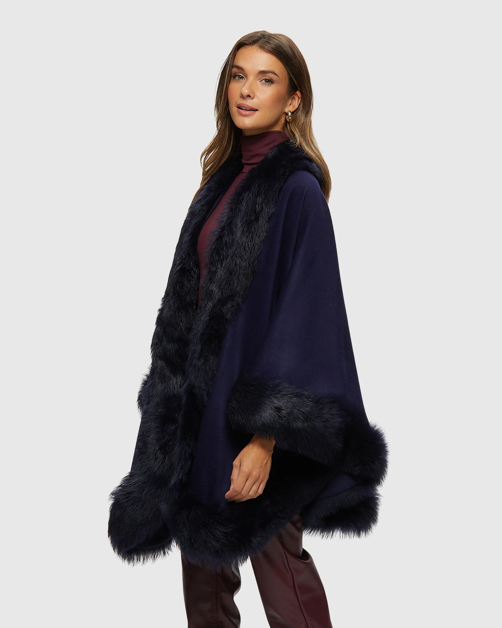 Select Cashmere Cape with Toscana Shearling Lamb Trim - Image 19