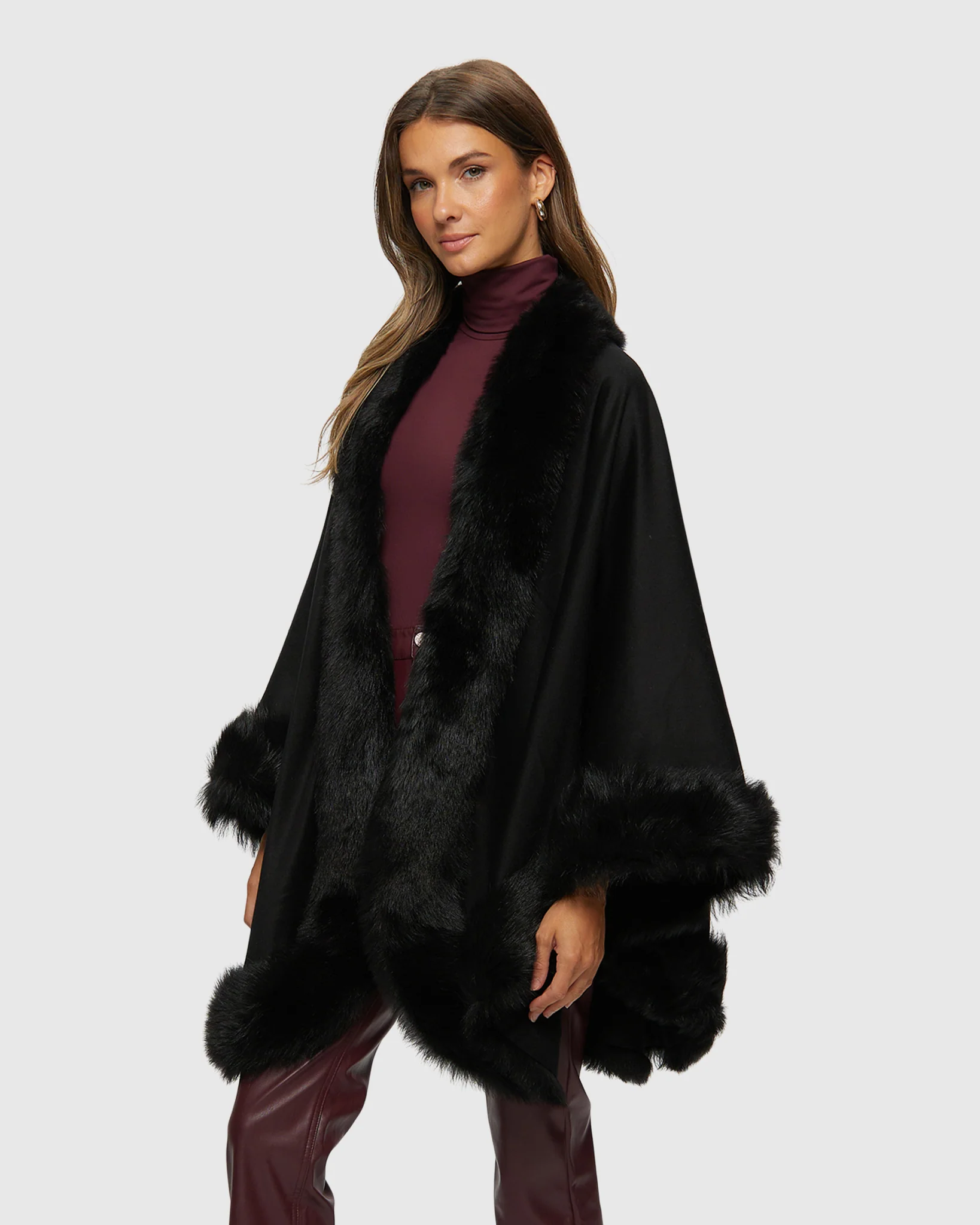 Select Cashmere Cape with Toscana Shearling Lamb Trim - Image 20