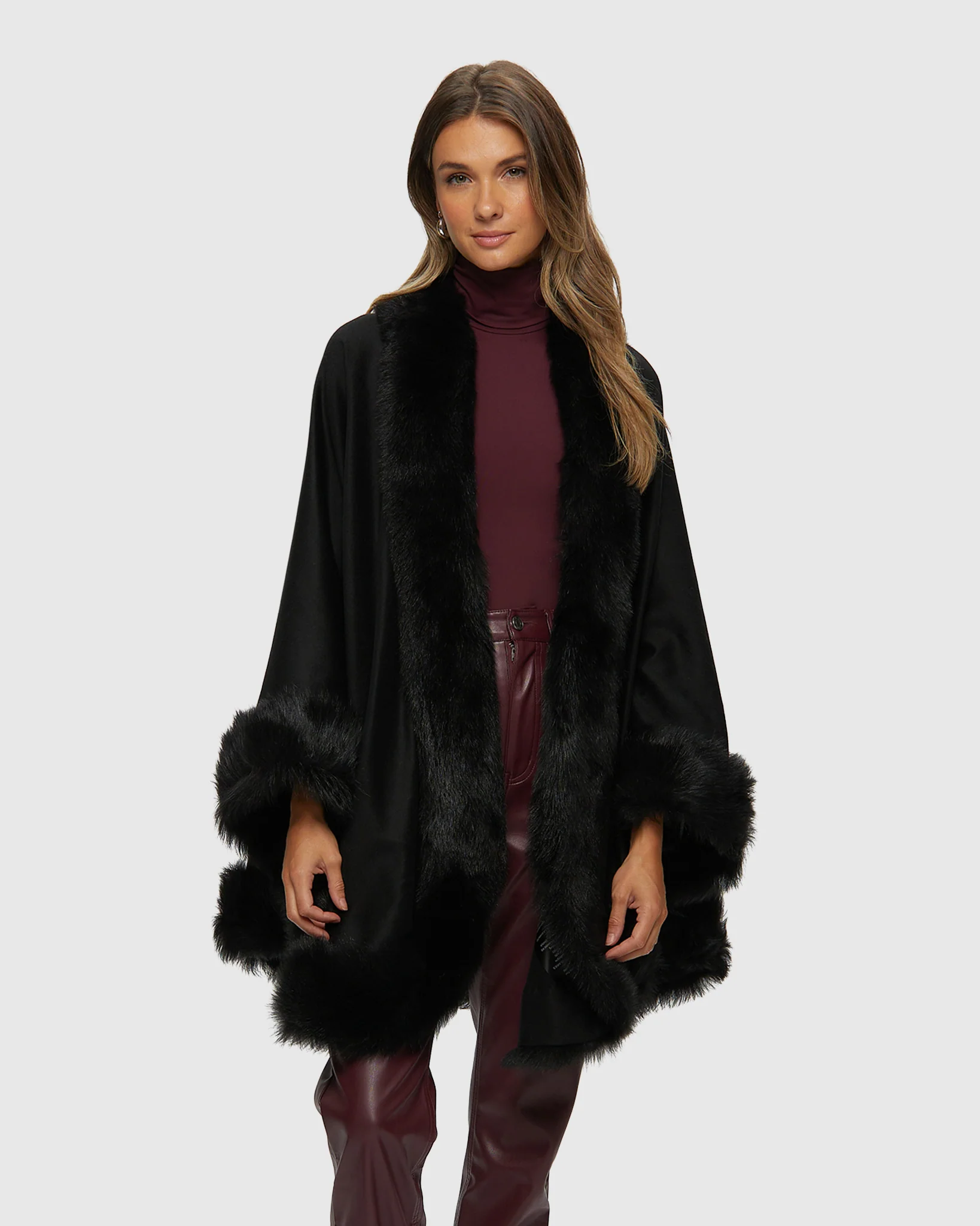Select Cashmere Cape with Toscana Shearling Lamb Trim - Image 22