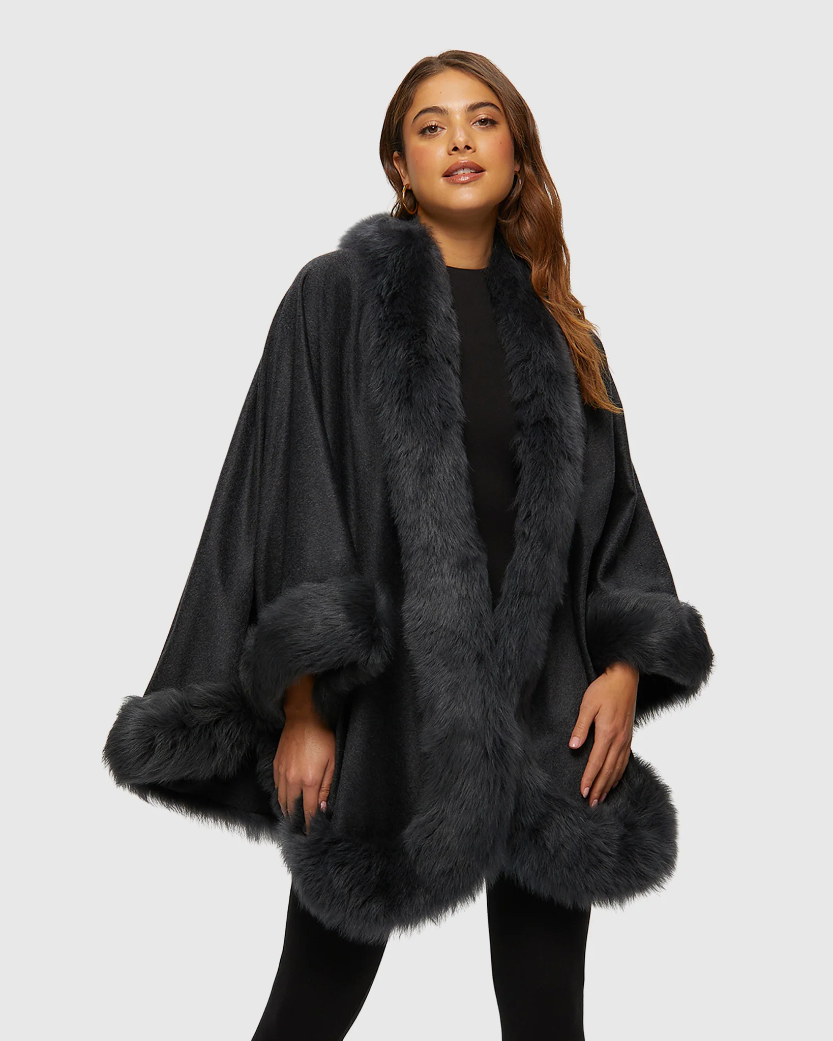 Select Cashmere Cape with Toscana Shearling Lamb Trim - Image 23