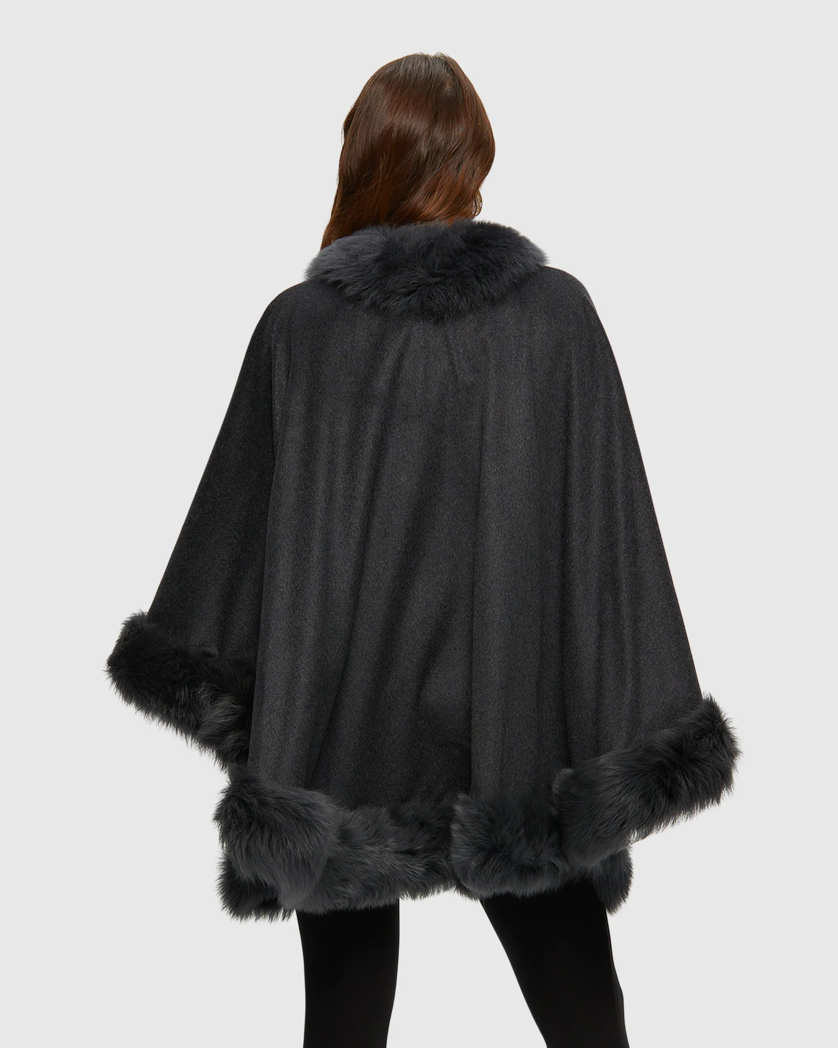 Select Cashmere Cape with Toscana Shearling Lamb Trim - Image 25