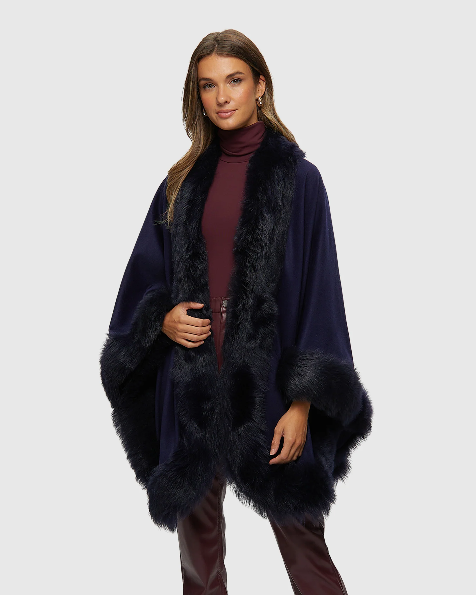 Select Cashmere Cape with Toscana Shearling Lamb Trim - Image 26