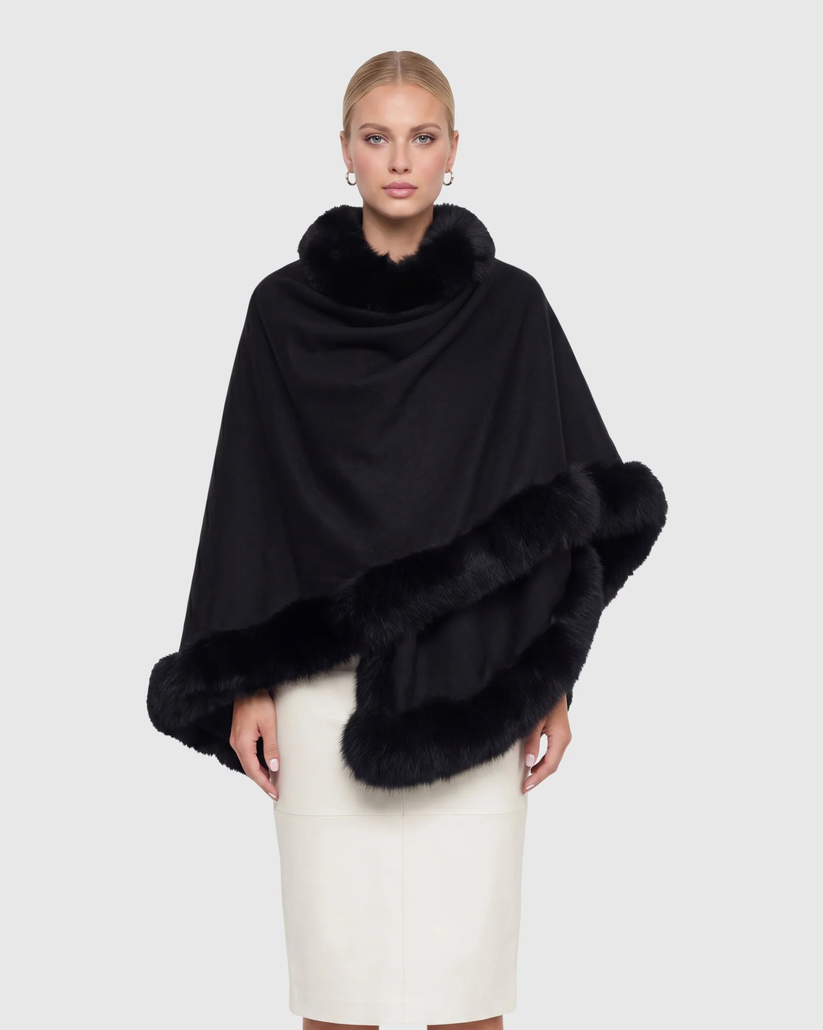 Select Cashmere Cape with Toscana Shearling Lamb Trim - Image 33
