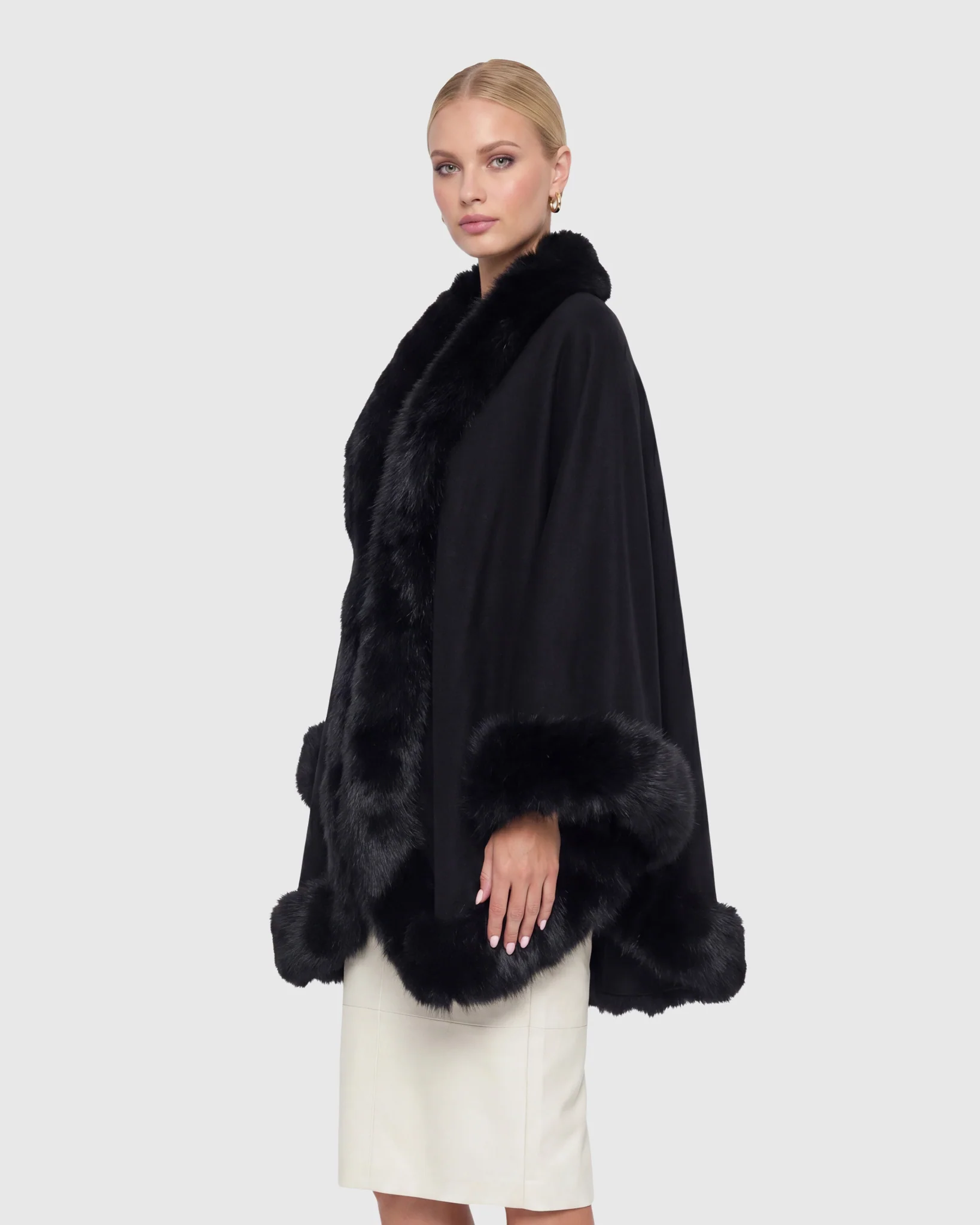 Select Cashmere Cape with Toscana Shearling Lamb Trim - Image 34