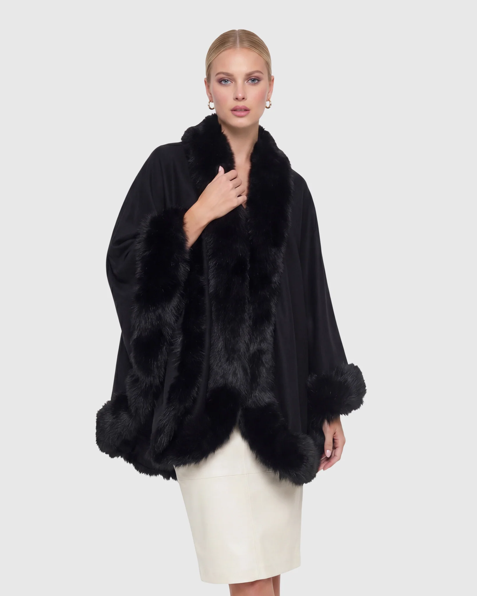 Select Cashmere Cape with Toscana Shearling Lamb Trim - Image 36