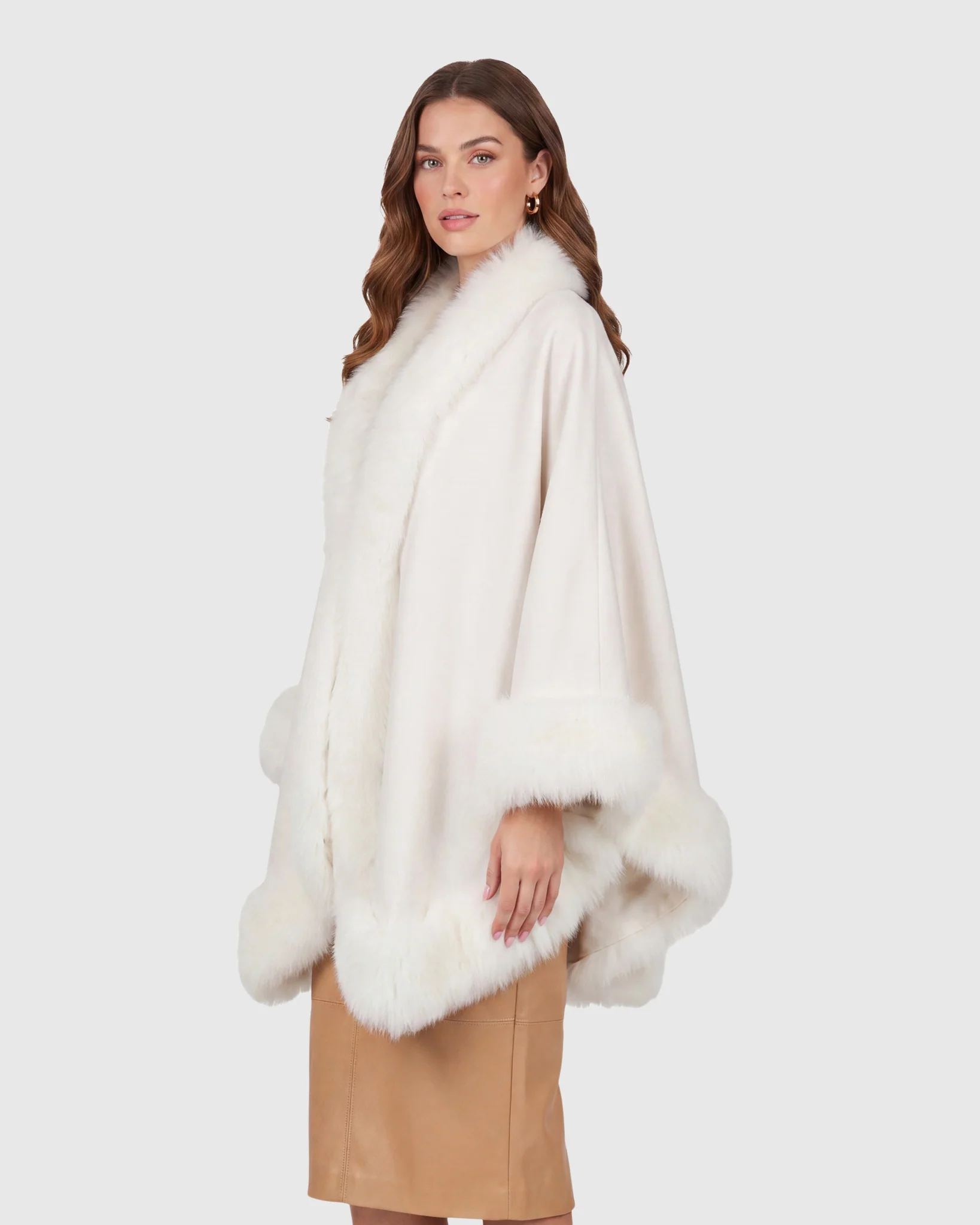 Select Cashmere Cape with Toscana Shearling Lamb Trim - Image 38
