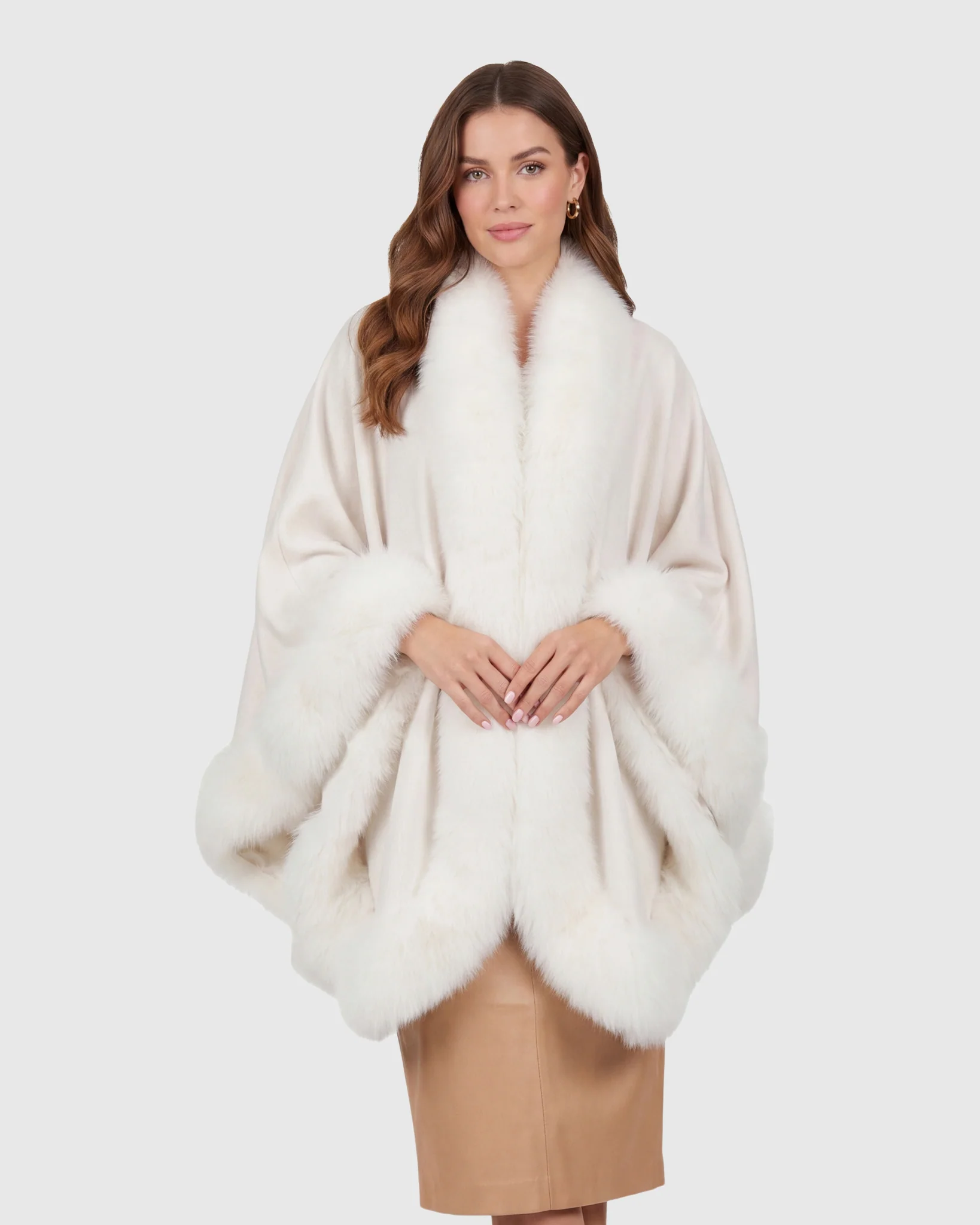 Select Cashmere Cape with Toscana Shearling Lamb Trim - Image 40