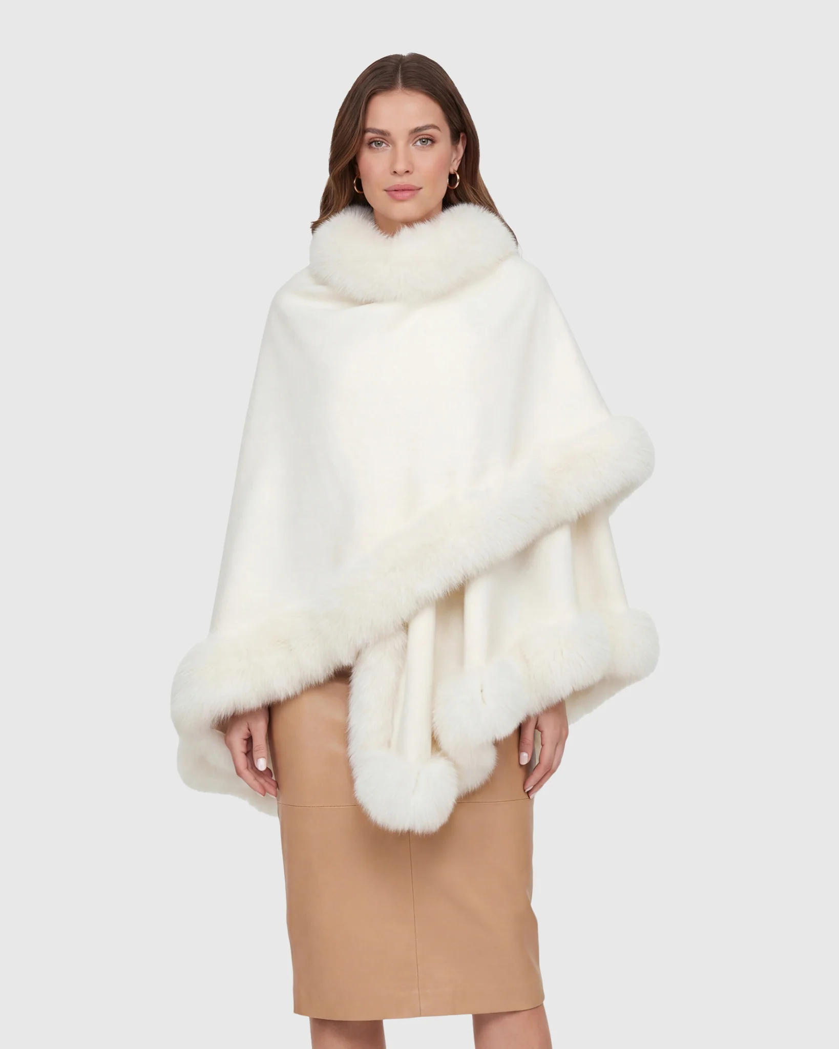 Select Cashmere Cape with Toscana Shearling Lamb Trim - Image 41