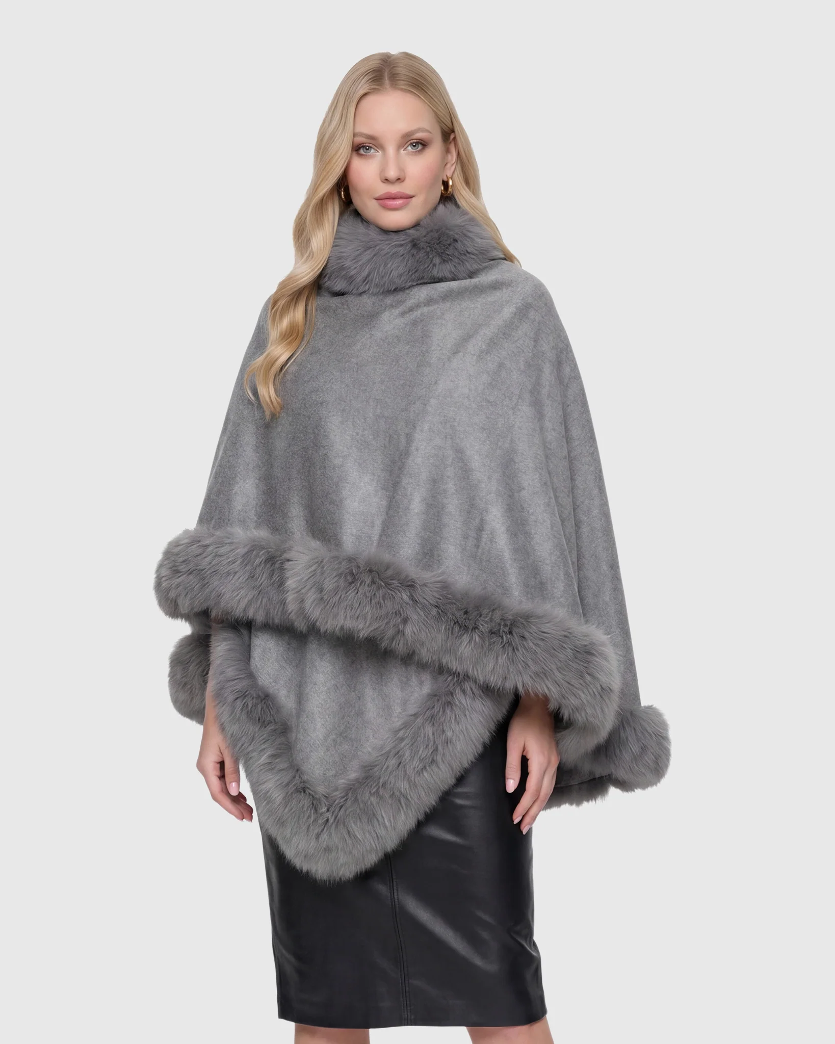 Select Cashmere Cape with Toscana Shearling Lamb Trim - Image 42