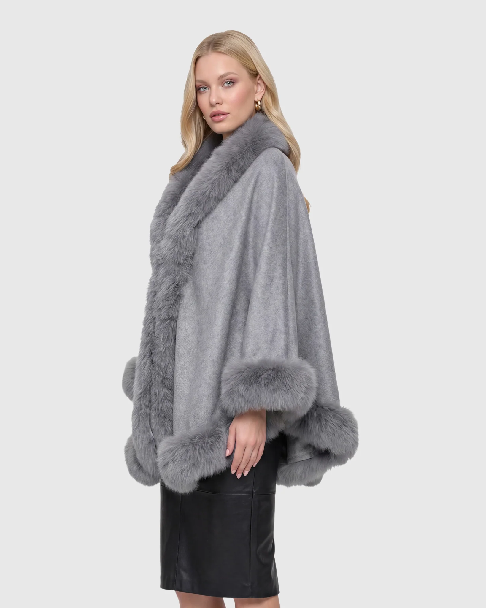 Select Cashmere Cape with Toscana Shearling Lamb Trim - Image 43