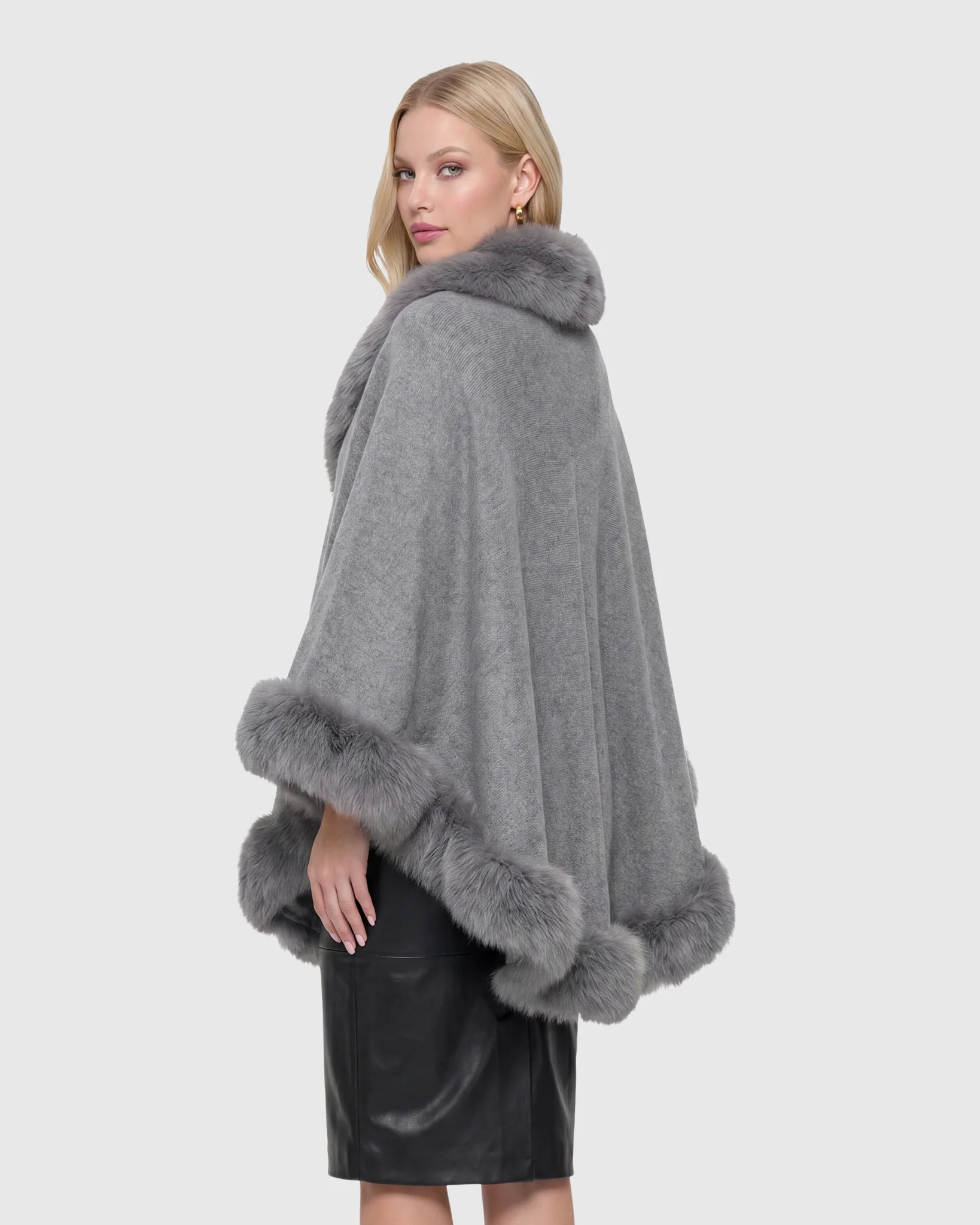 Select Cashmere Cape with Toscana Shearling Lamb Trim - Image 44