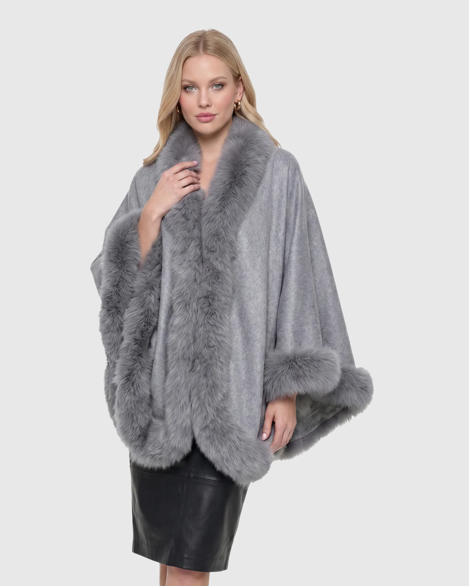 Select Cashmere Cape with Toscana Shearling Lamb Trim - Image 45