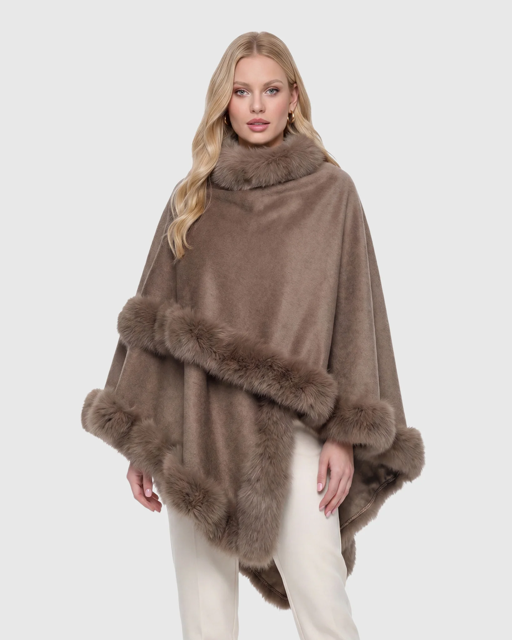 Select Cashmere Cape with Toscana Shearling Lamb Trim - Image 47