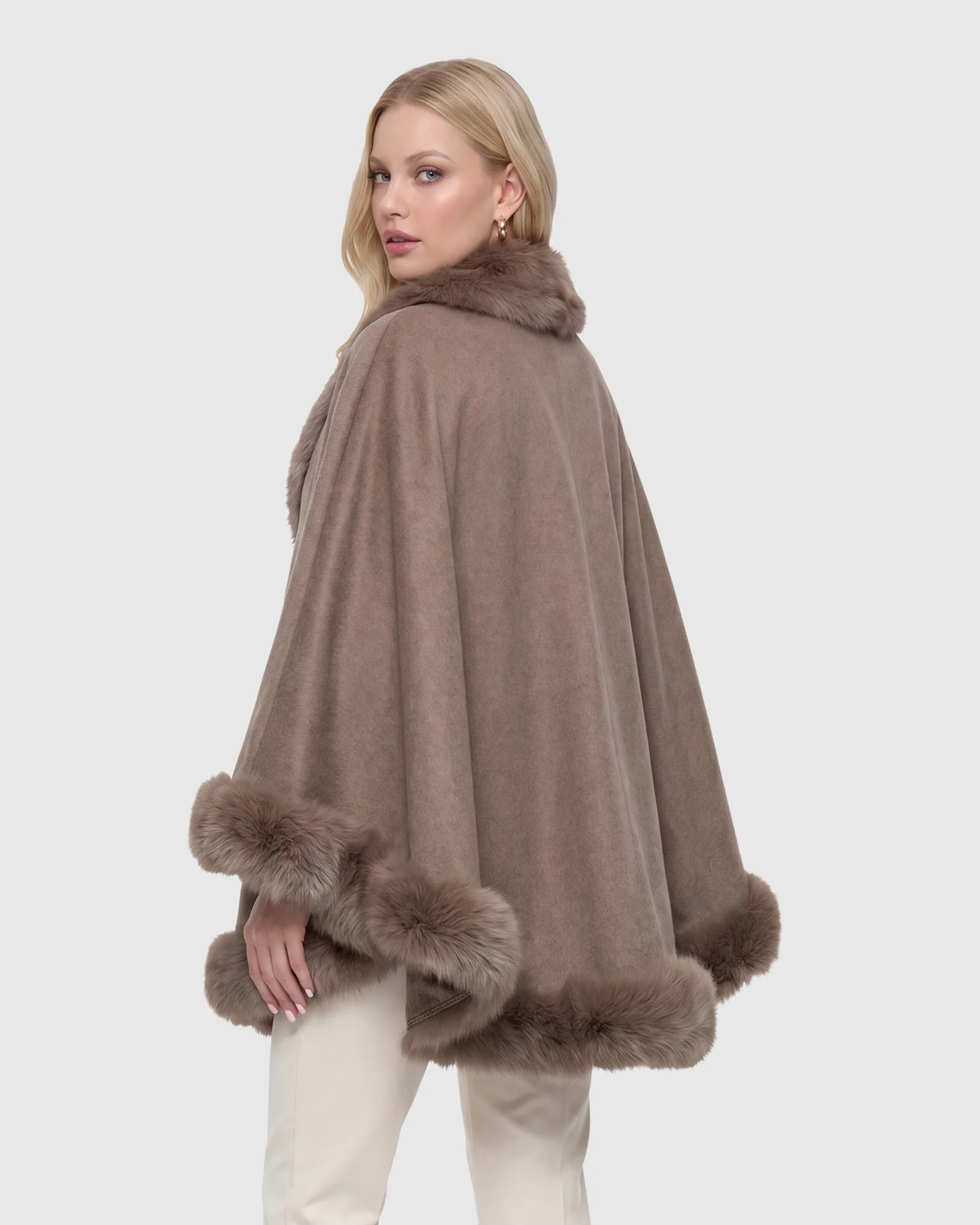 Select Cashmere Cape with Toscana Shearling Lamb Trim - Image 49