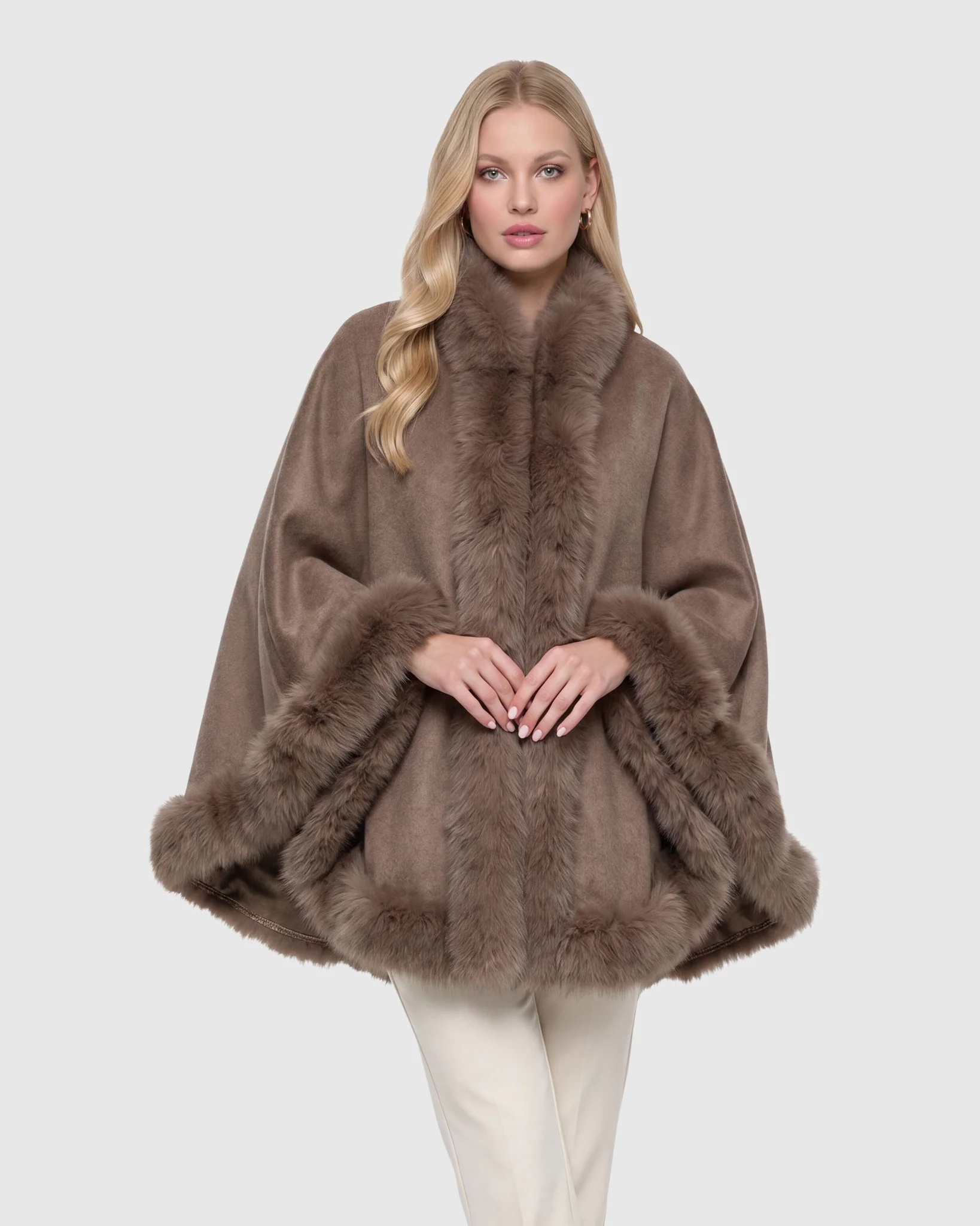 Select Cashmere Cape with Toscana Shearling Lamb Trim - Image 50