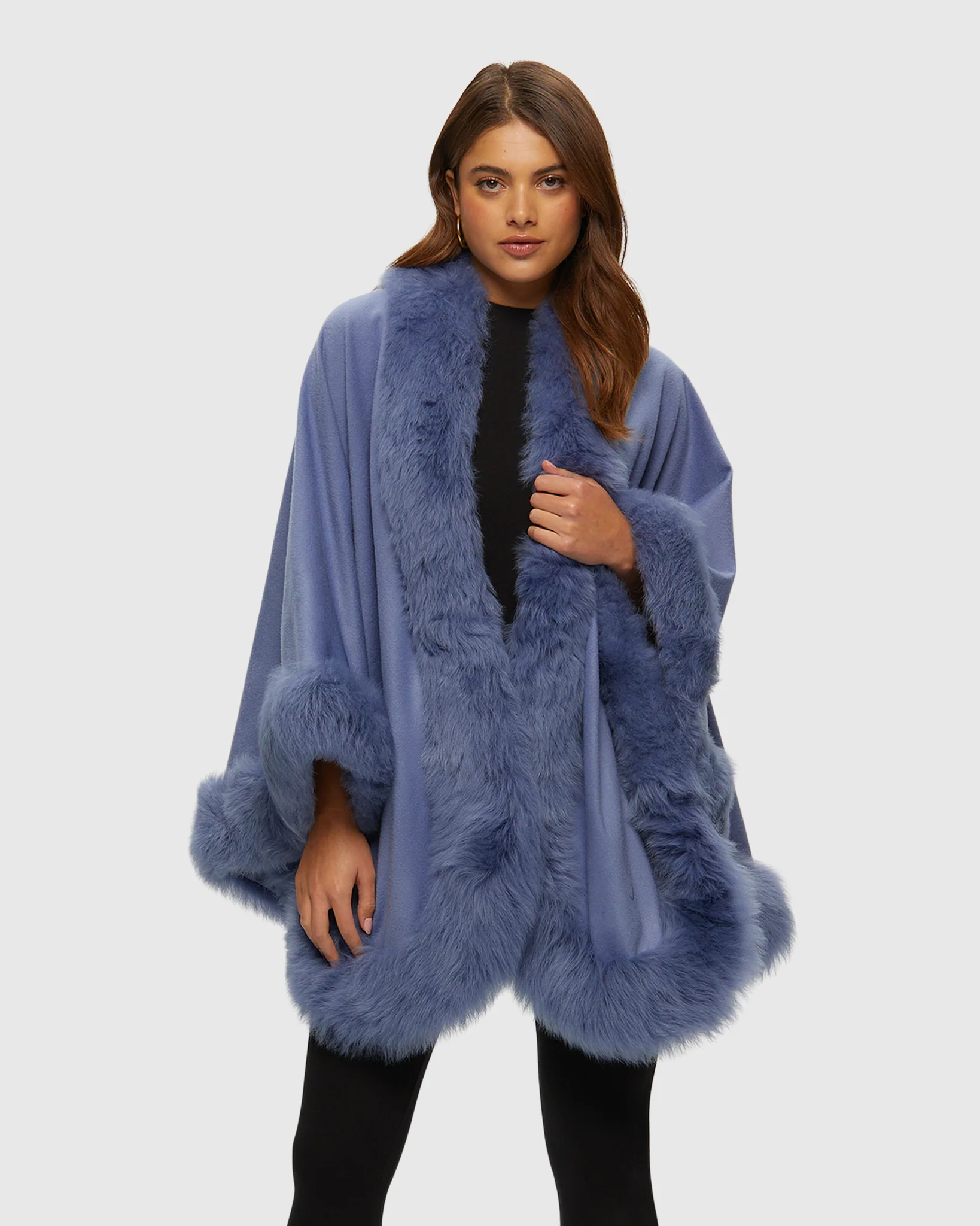 Select Cashmere Cape with Toscana Shearling Lamb Trim - Image 8