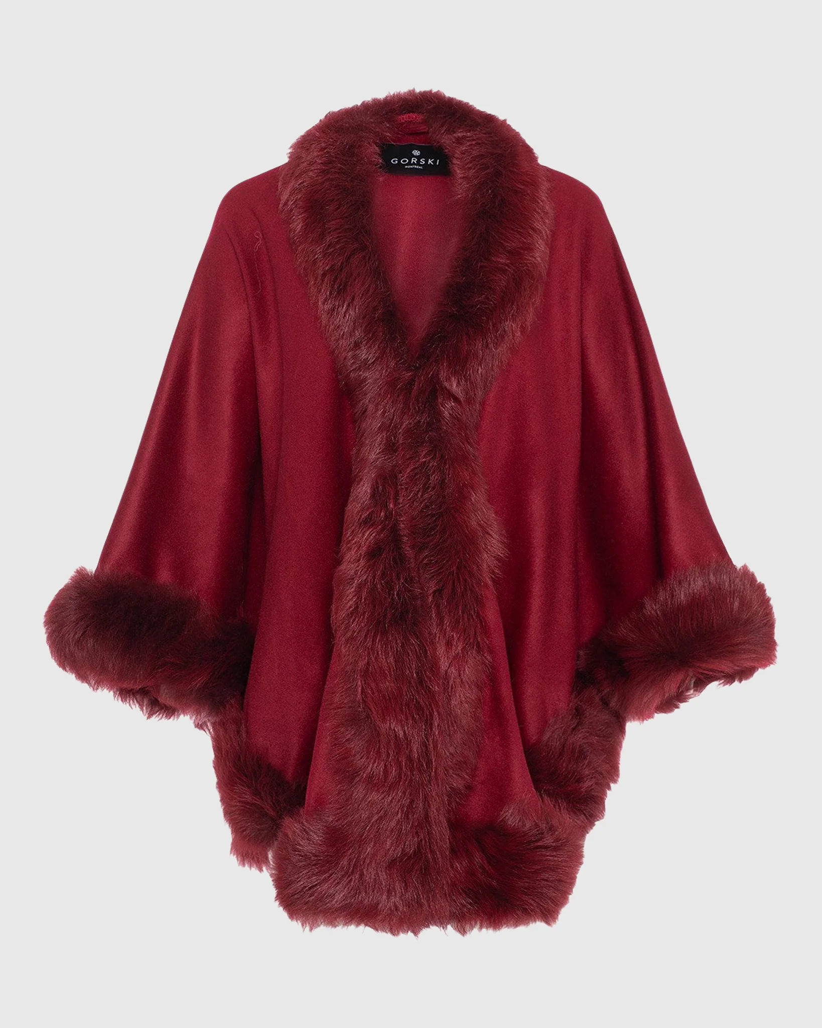 Cashmere Cape with Toscana Shearling Lamb Trim - Image 10