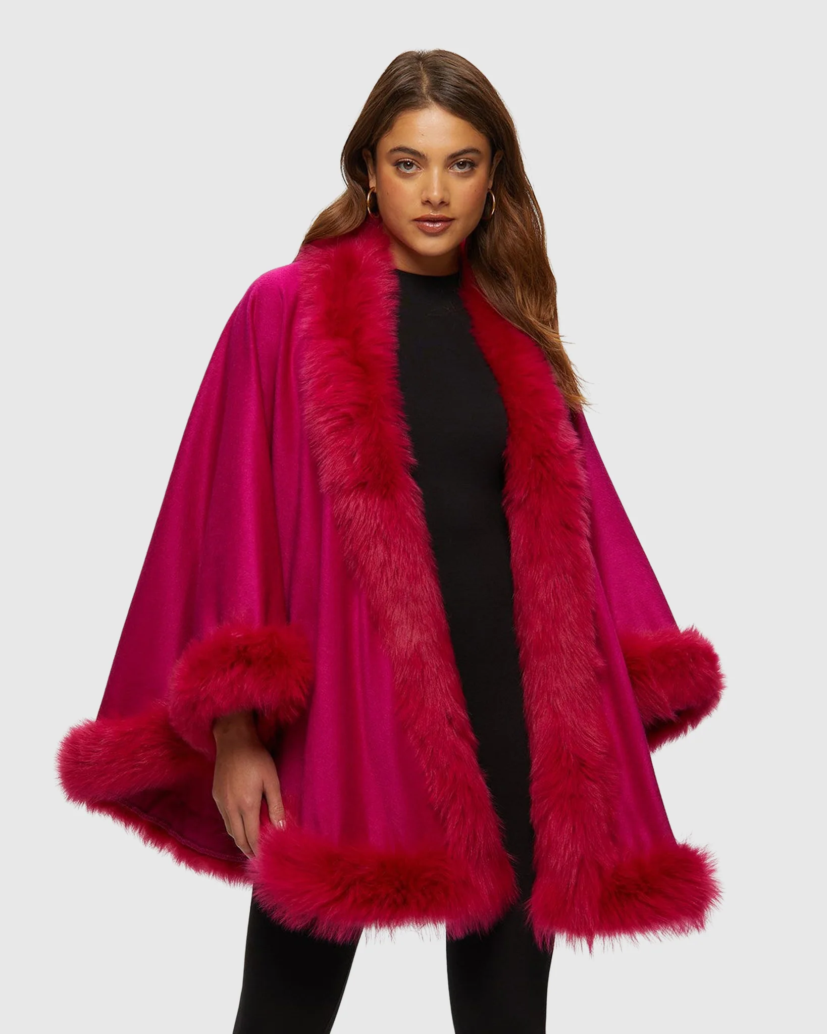 Cashmere Cape with Toscana Shearling Lamb Trim - Image 11