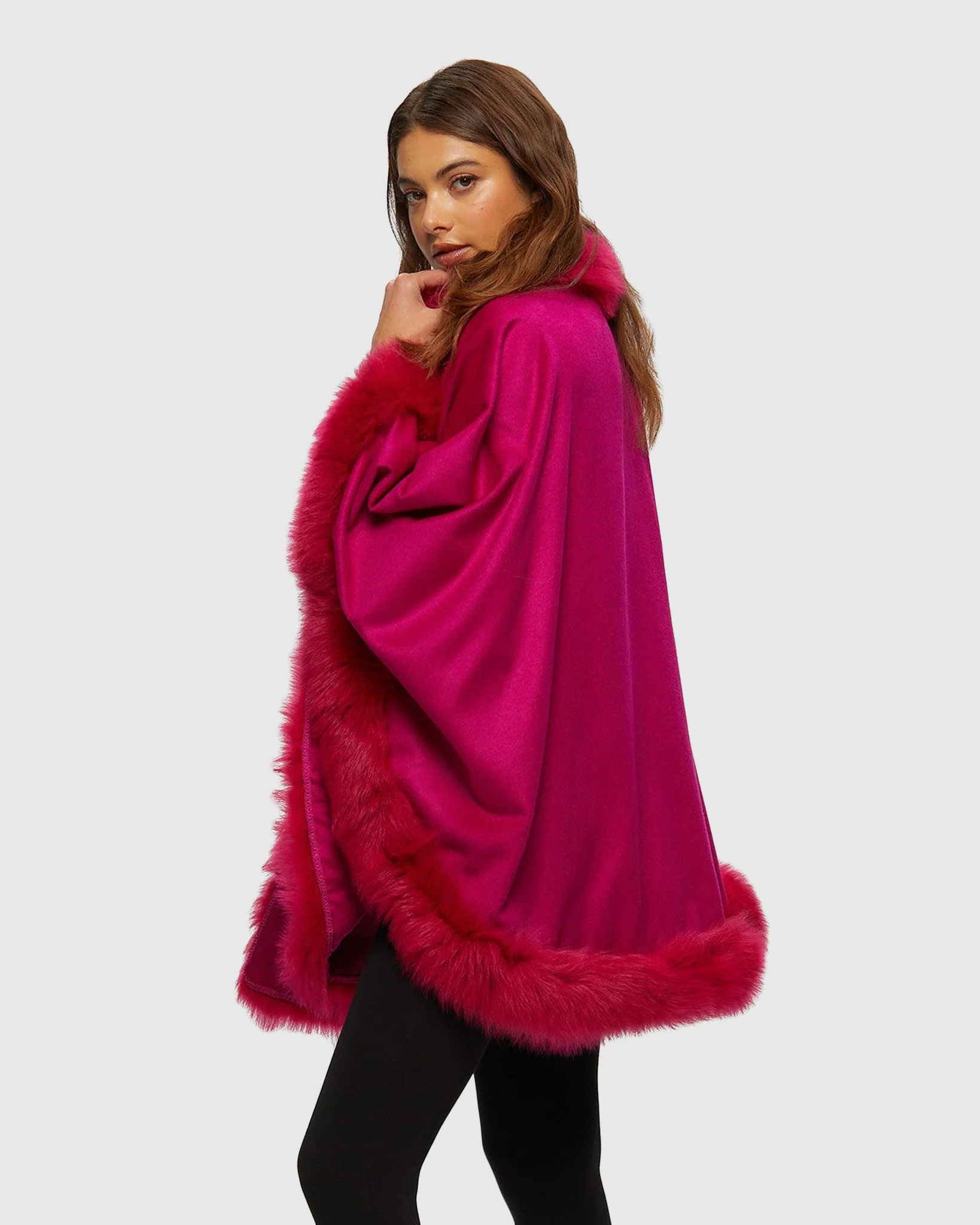 Cashmere Cape with Toscana Shearling Lamb Trim - Image 12