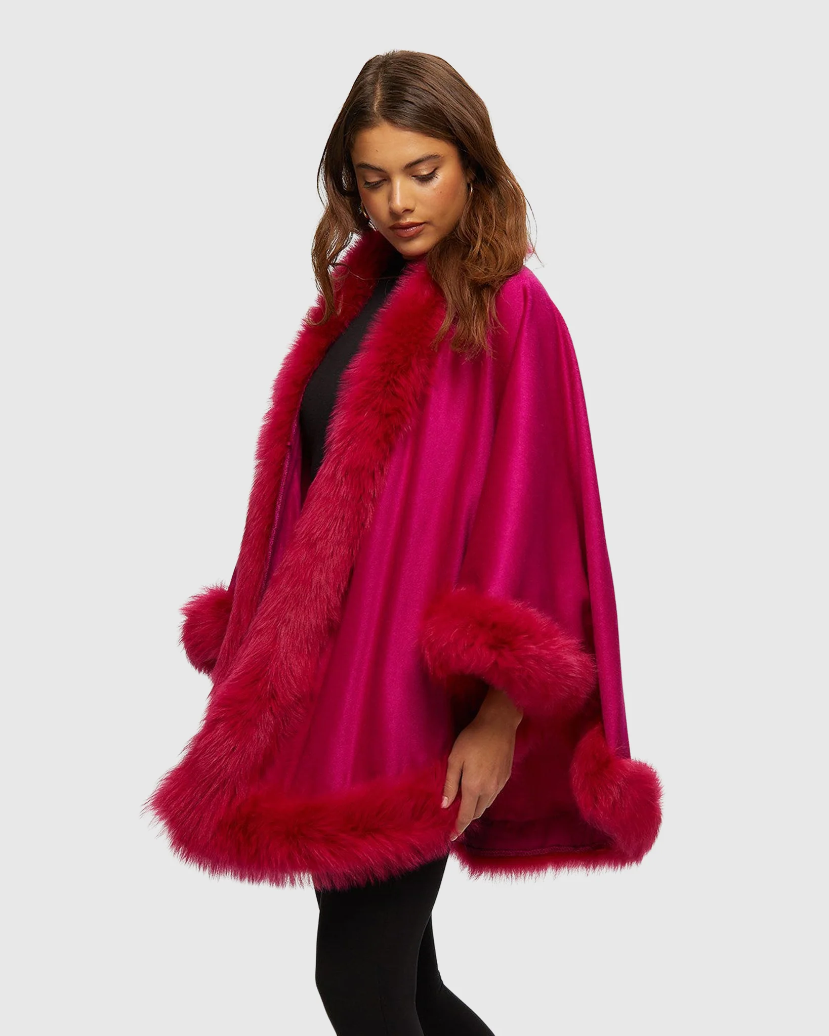 Cashmere Cape with Toscana Shearling Lamb Trim - Image 13
