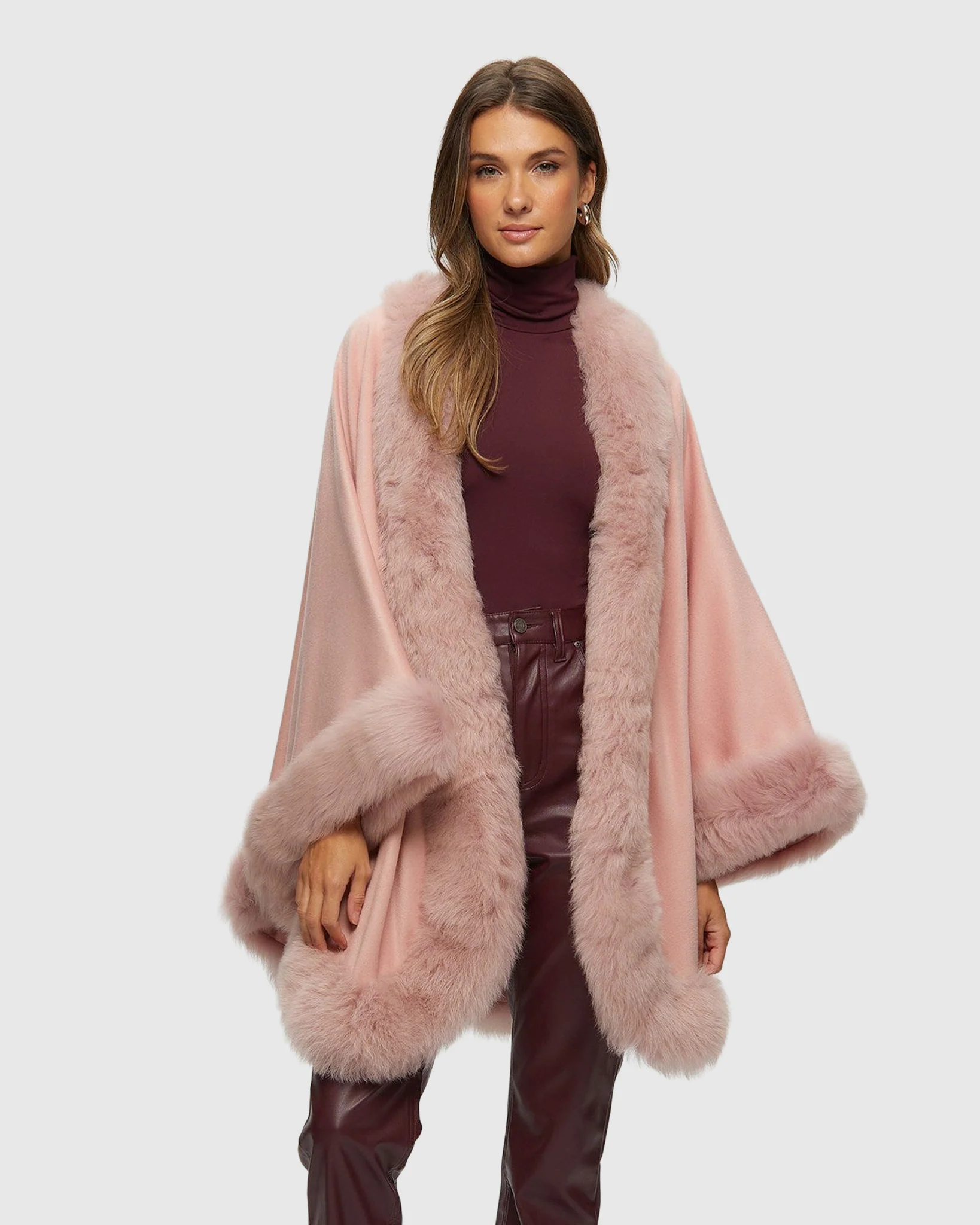 Cashmere Cape with Toscana Shearling Lamb Trim - Image 16