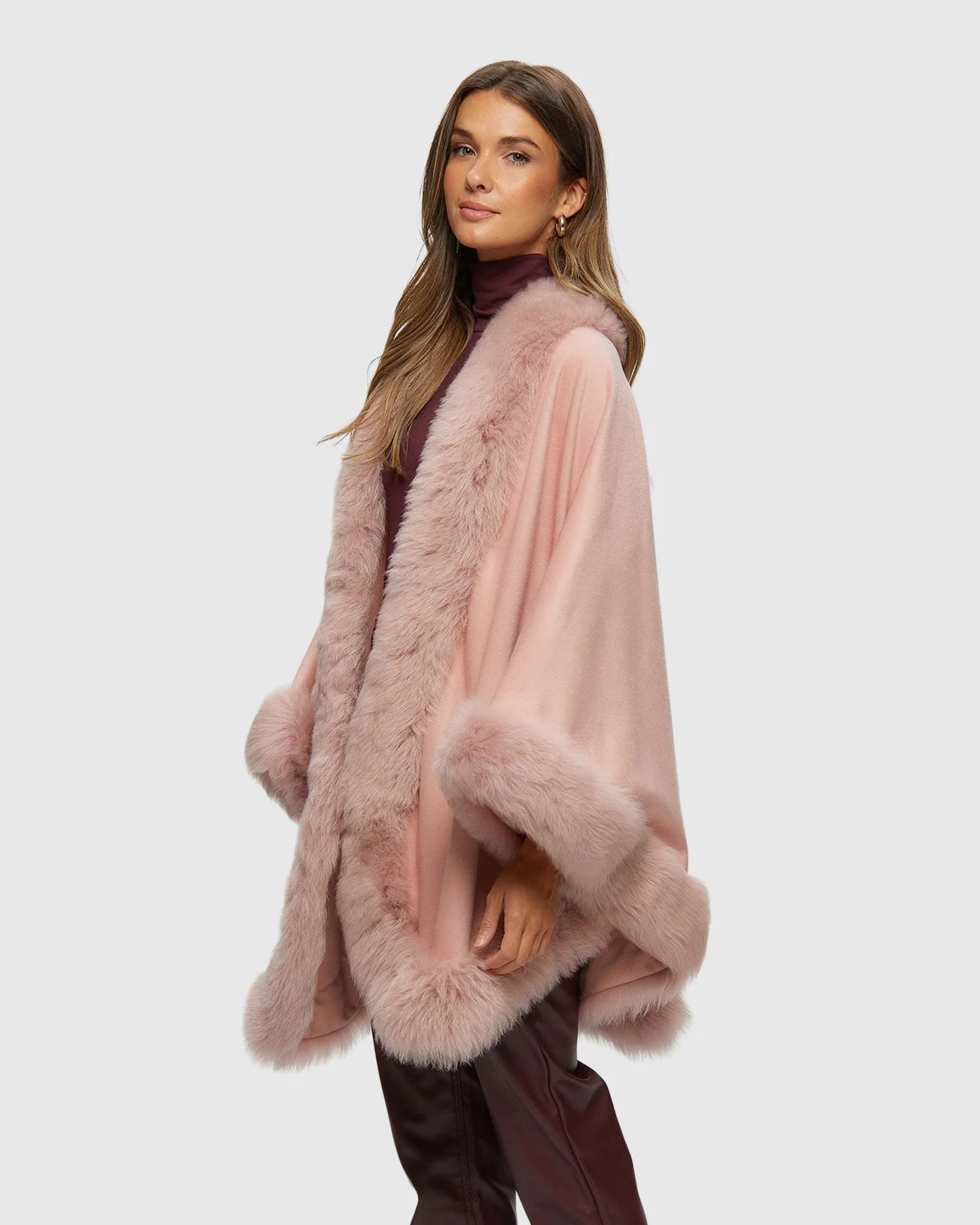 Cashmere Cape with Toscana Shearling Lamb Trim - Image 17